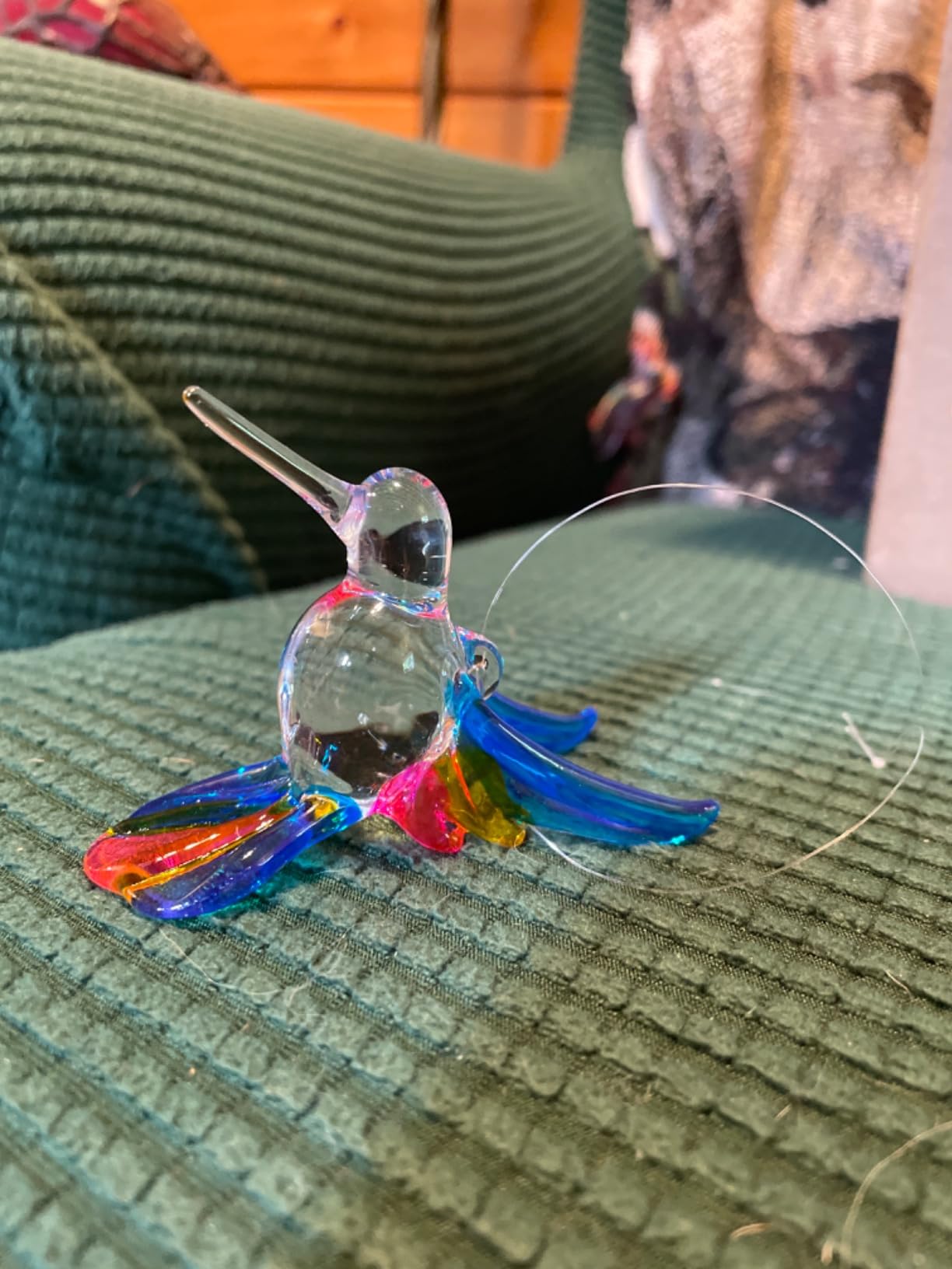 Crystal Castle Glass Hummingbird Figurine Ornament. Hand Blown Hanging Suncatcher Collectable Multi-Colors. customer photo 1