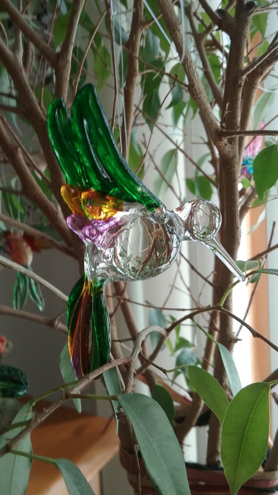 Crystal Castle Glass Hummingbird Figurine Ornament. Hand Blown Hanging Suncatcher Collectable Multi-Colors. customer photo 2
