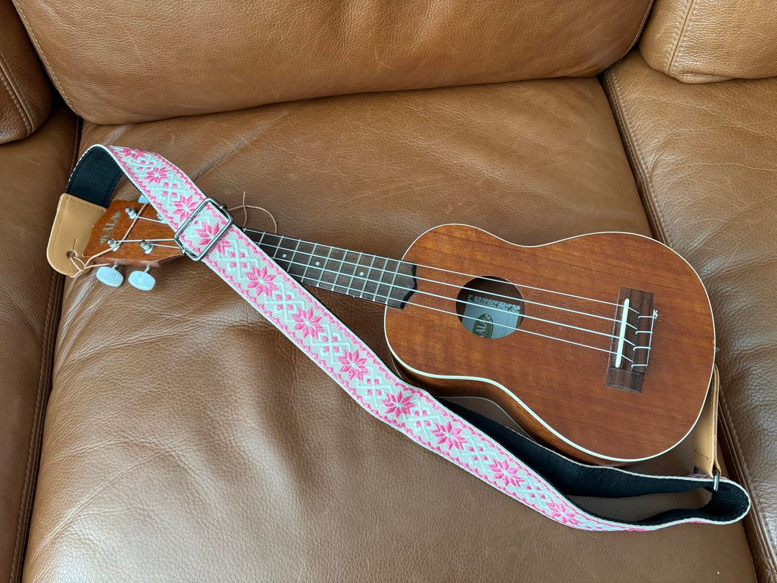 Ukulele Strap, Hawaiian Jacquard Blue Flower Ukelele Shoulder Strap customer photo 1