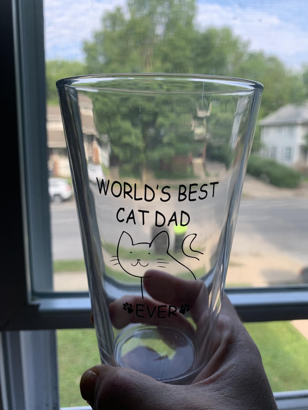 World's Best Cat Dad Ever Beer Glass, Novelty Gifts Idea for Dad Father Cat Dad Friends Men Cat Lover Pet Owner, Cat Lover Gift for Father's Day Birthday Christmas, Funny 15Oz Drinking Beer Glass customer photo 1