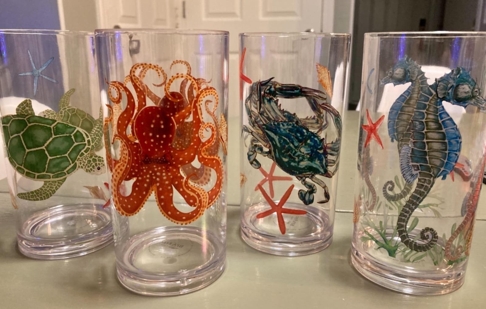KX-WARE Sea Ocean Life 20-ounce Plastic Tumbler Drinking Glasses Mixed Drinkware Sets, set of 4 Multicolor customer photo 2