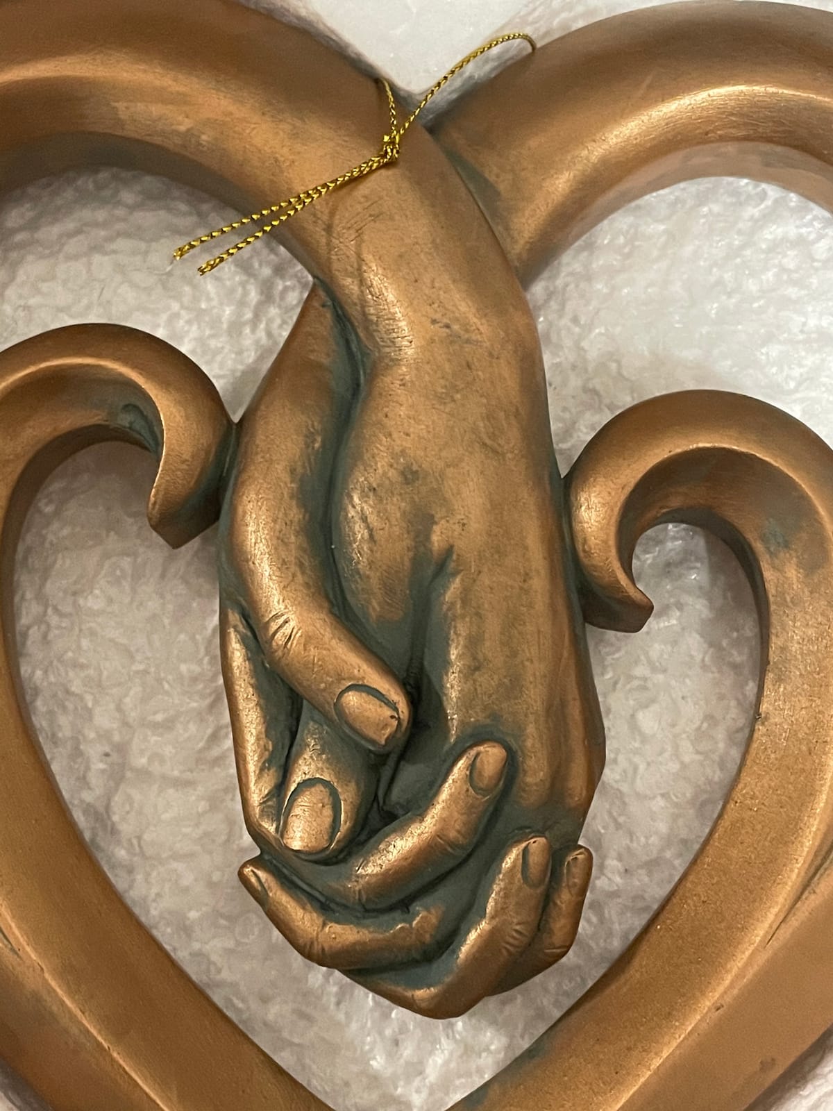 Top Brass Heart Holding Hands Wall Decor Decorative Art Sculpture - Copper Bronze Verdigris Finish - Forever Love customer photo 2