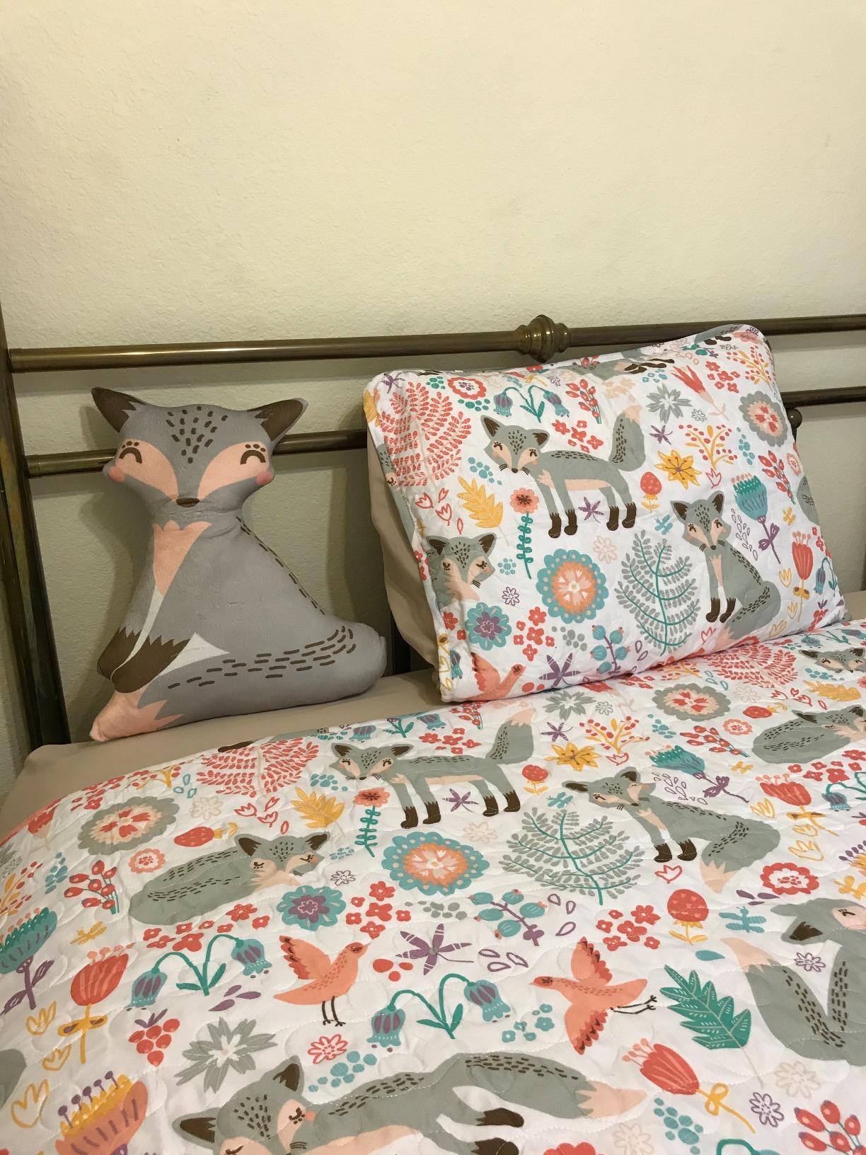 Lush Decor Pixie Fox Reversible Quilt Set, 4 Piece Set, Full/Queen, Navy & Pink - Fun Lightweight Twin Bedding for Kids - Girls Pink Bedroom Decor customer photo 2