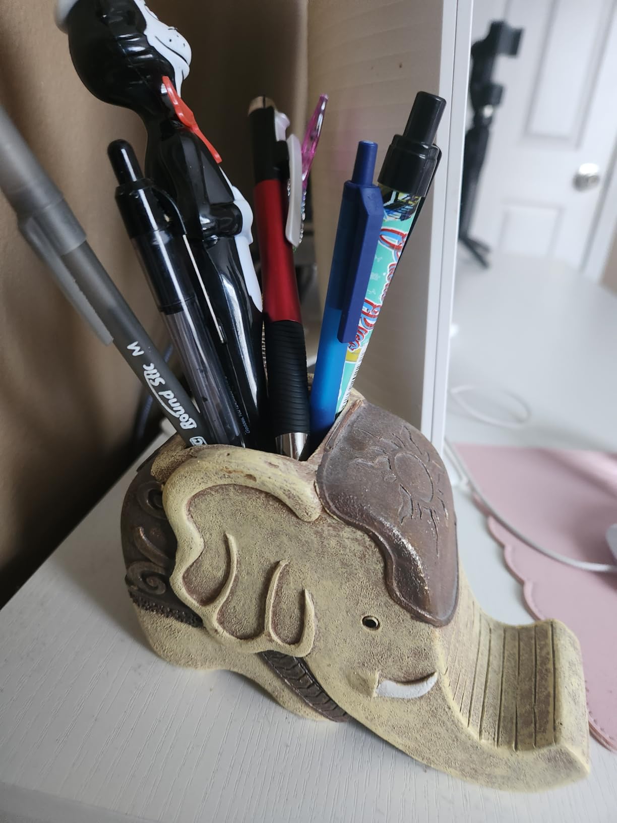 MOKANI Elephant Pencil Holder with Phone Stand, Elephant Gifts for Women | Office Home Desk Organizer customer photo 2