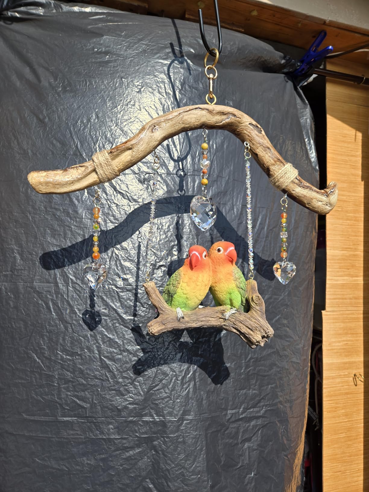 HI-LINE Gift Hanging Parrots (Lovebirds) ON A Branch, Multi-Coloured customer photo 2