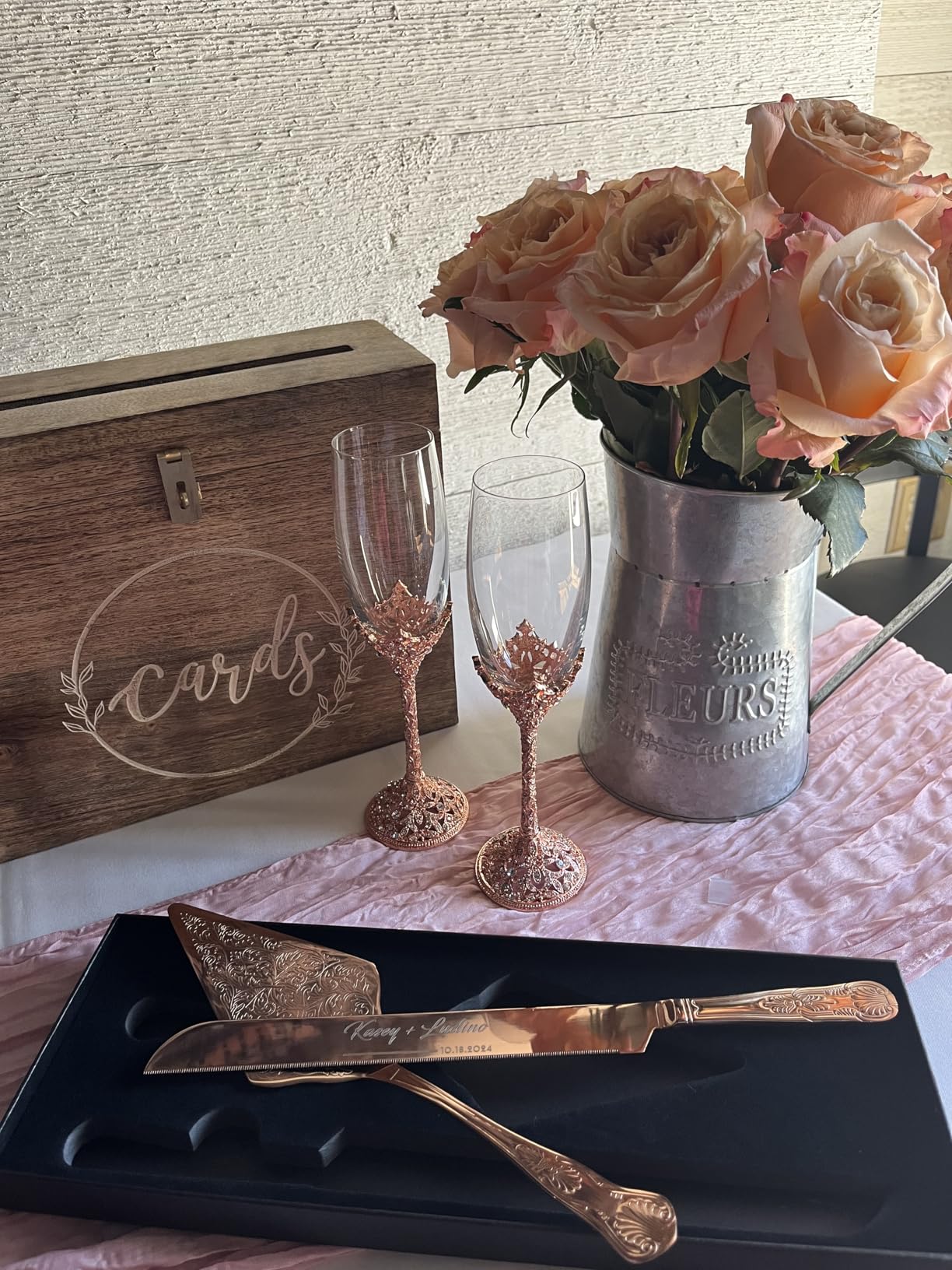 Champagne Flutes - Crystal Glass Metal Base With Crystal Stones, Set of 2 Toasting Flute Pair, Wedding Anniversary Party Birthday Banquets and Gifts for Bride and Groom (Silver) customer photo 2