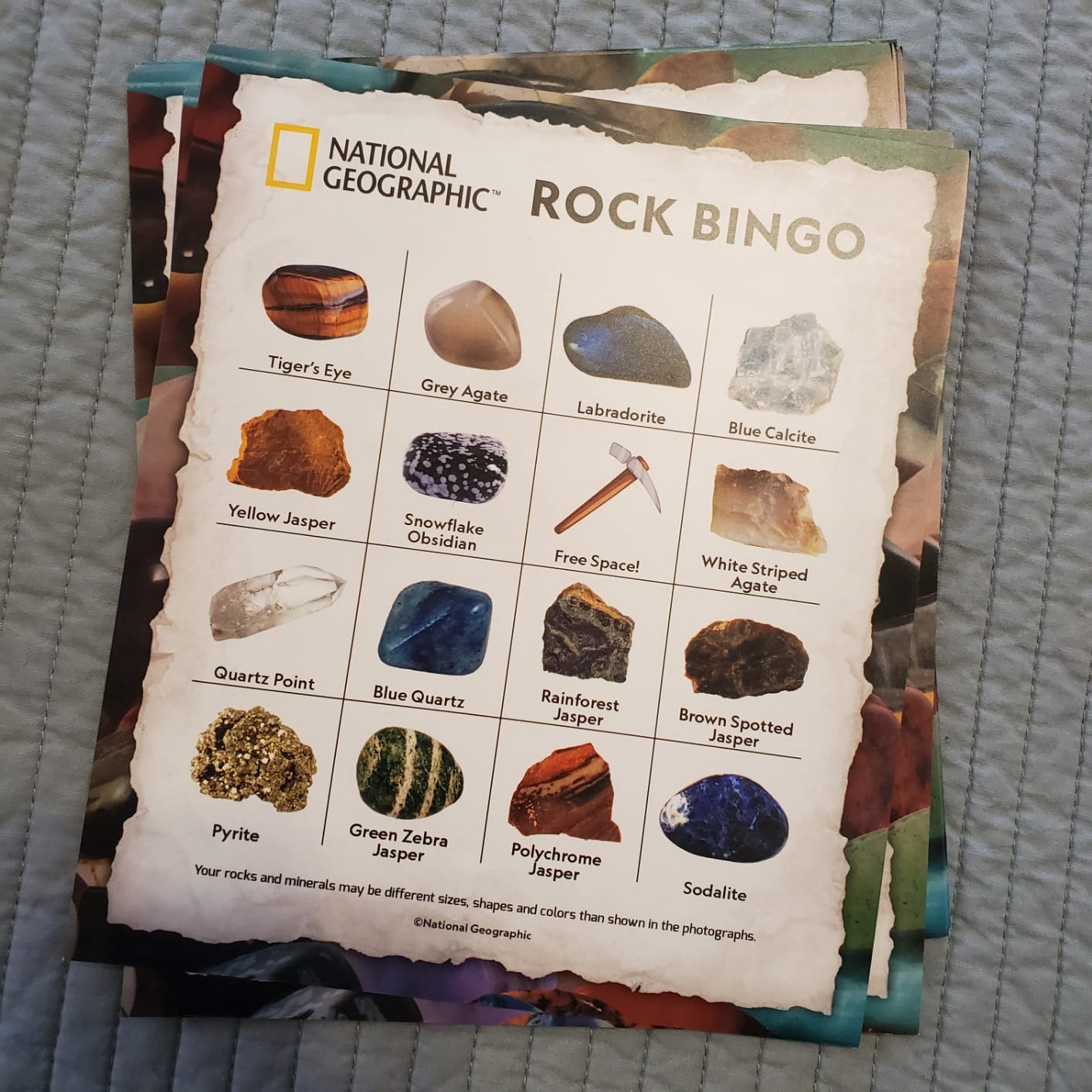 National Geographic Rock Bingo and Gemstone Trivia Game for Kids | 150+ Rocks and Minerals, Rock Bingo, Mineral Memory, Gemstone Trivia and Card Games, Geology Learning, Family Game customer photo 1