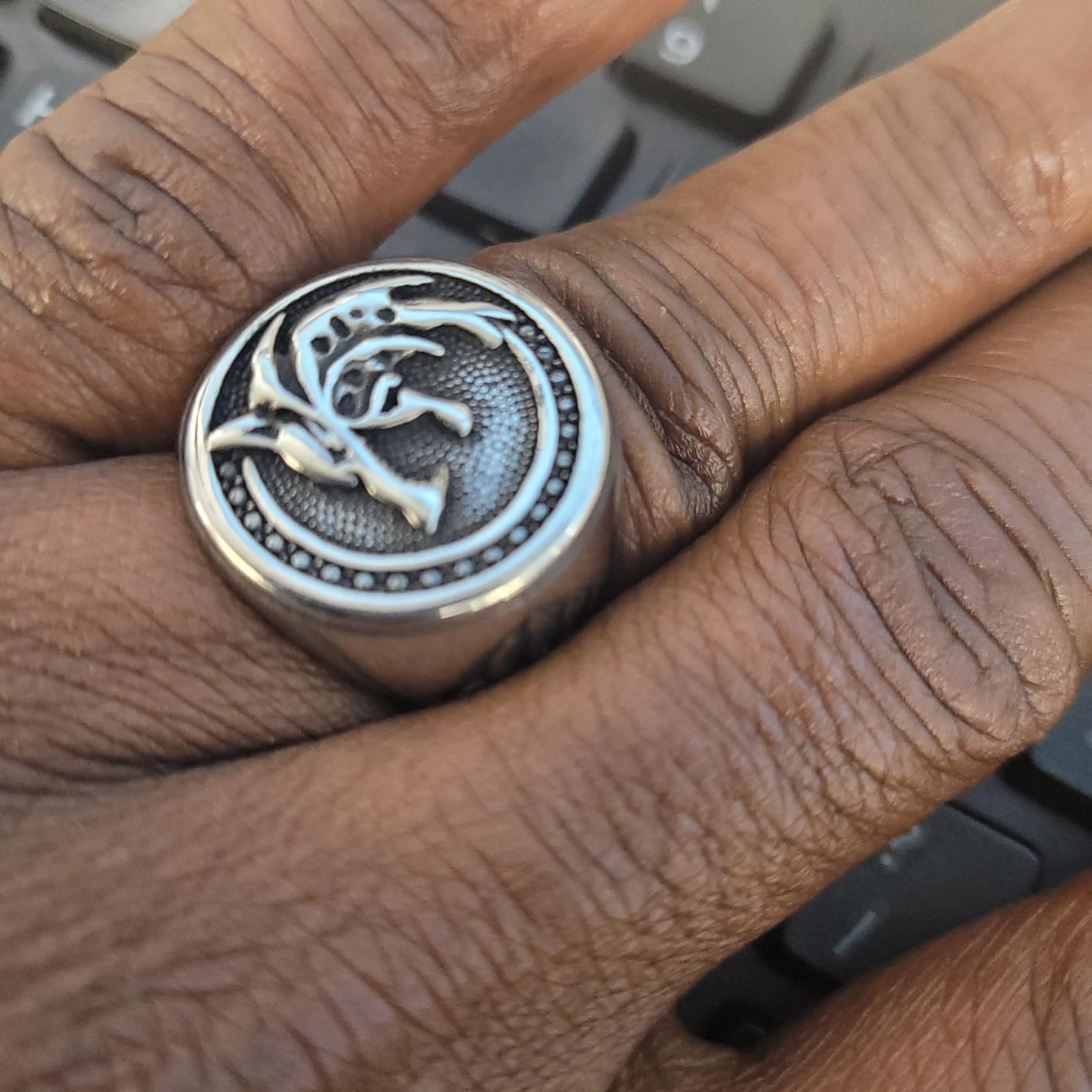 Mens Wolf Ring Jewelry Stainless Steel Ring Viking Ring Fashion Hunter Wolf Head Rings Gift For Men customer photo 1
