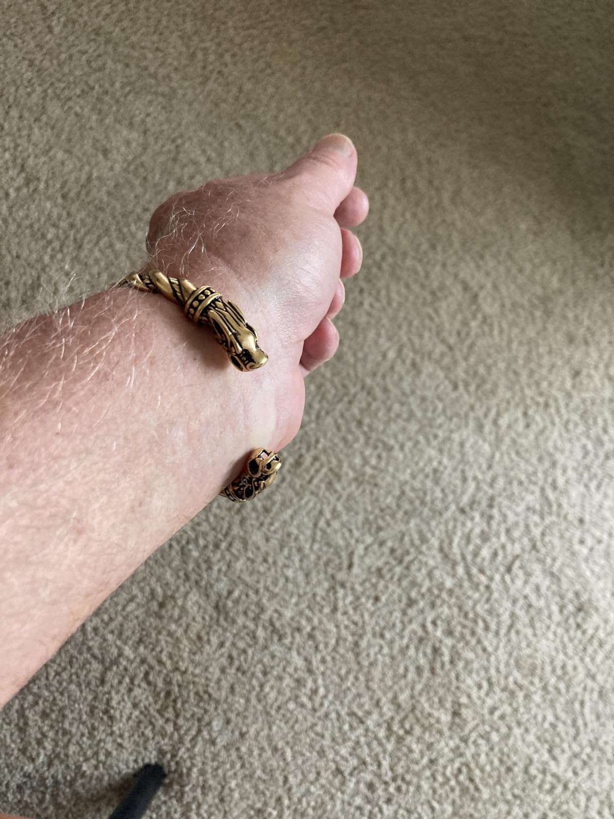 Viking Wolf Fenrir Bangle - Adjustable Stainless Steel Norse Scandinavian Torc customer photo 1