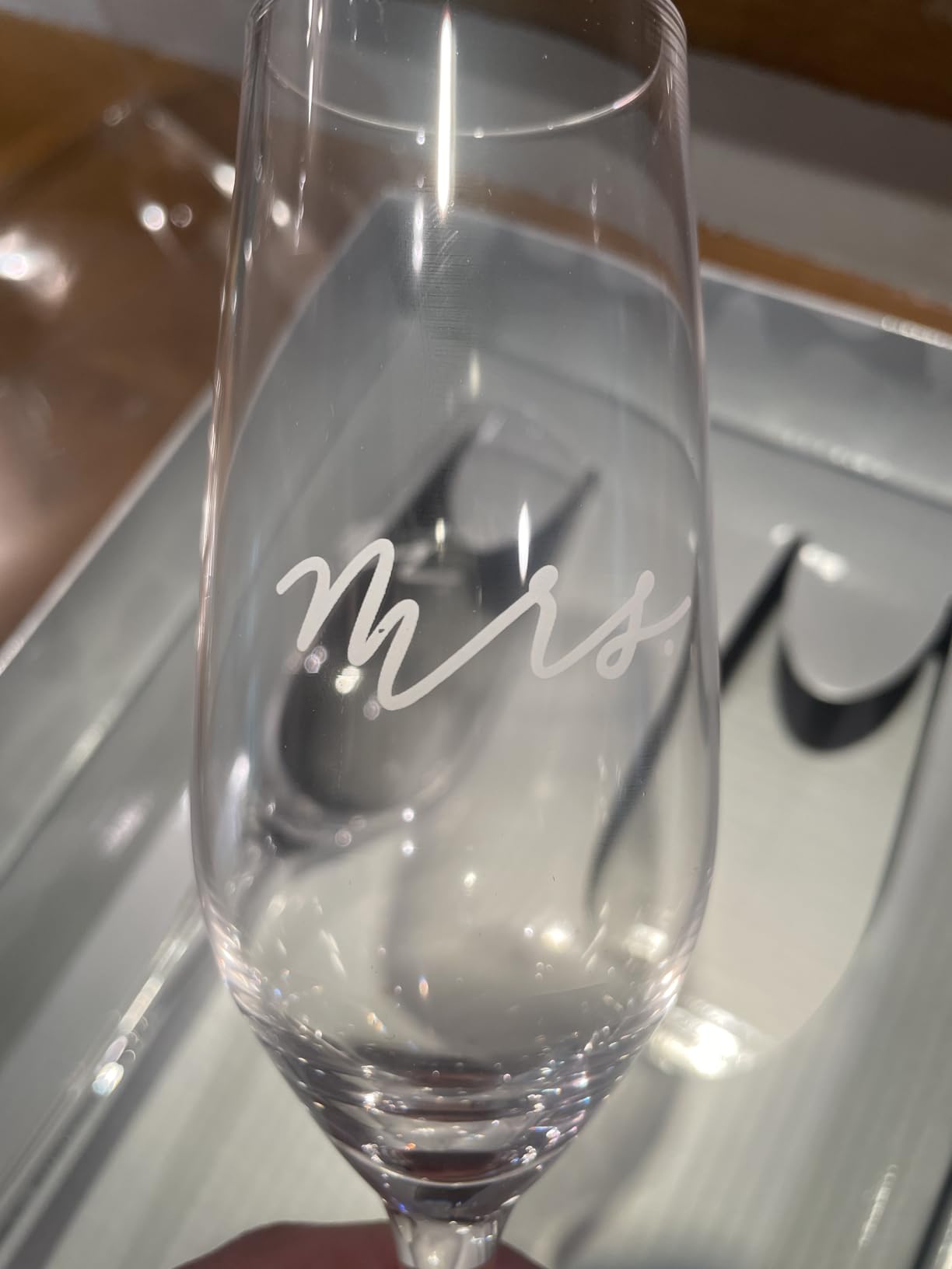 Pearhead Mr. & Mrs. Champagne Flute Set, Wedding Toasting Glasses, 6 oz | His And Hers Glasses, Bridal Shower Gift, Registry Idea, Bride And Groom Keepsake customer photo 1