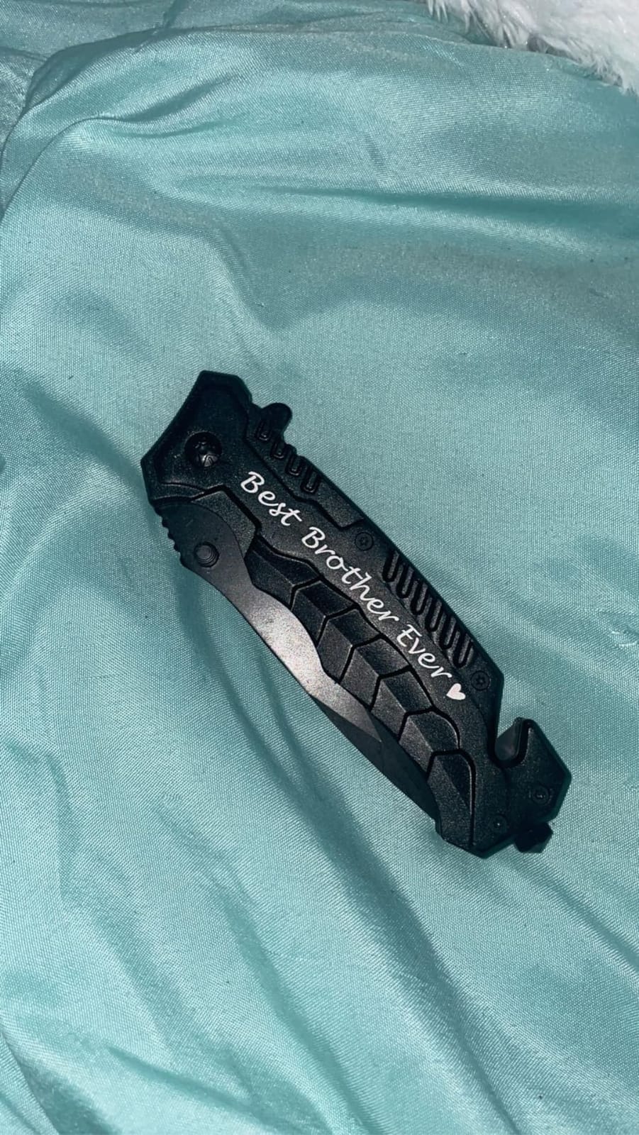 Corfara Engraved Black Pocket Knife for Stepfather Birthday Gifts - Thank You for Being the Dad You Didn't Have to Be customer photo 2