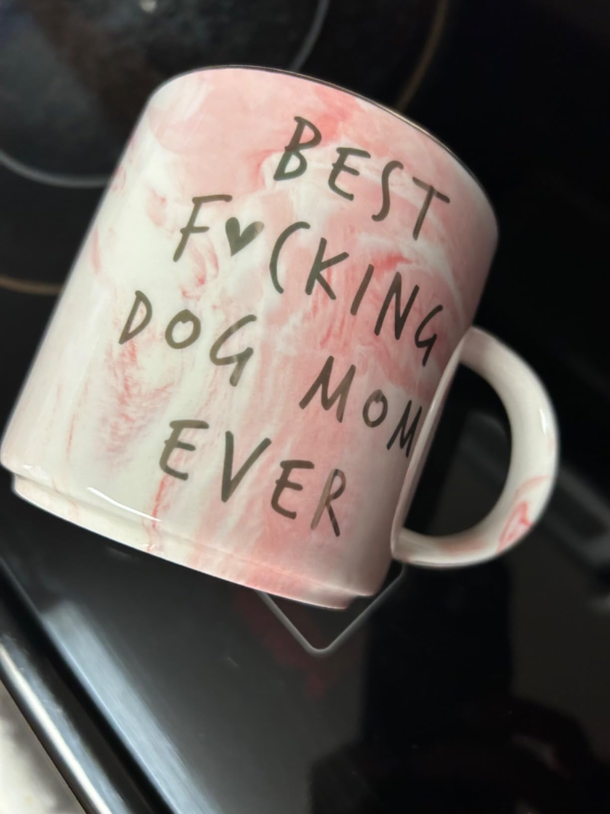 Dog Mom Gifts - Best Dog Mom Ever - Funny Birthday Gift For Dog Lovers Women - Cute Pink Marble Mug, 11.5oz Coffee Cup customer photo 1