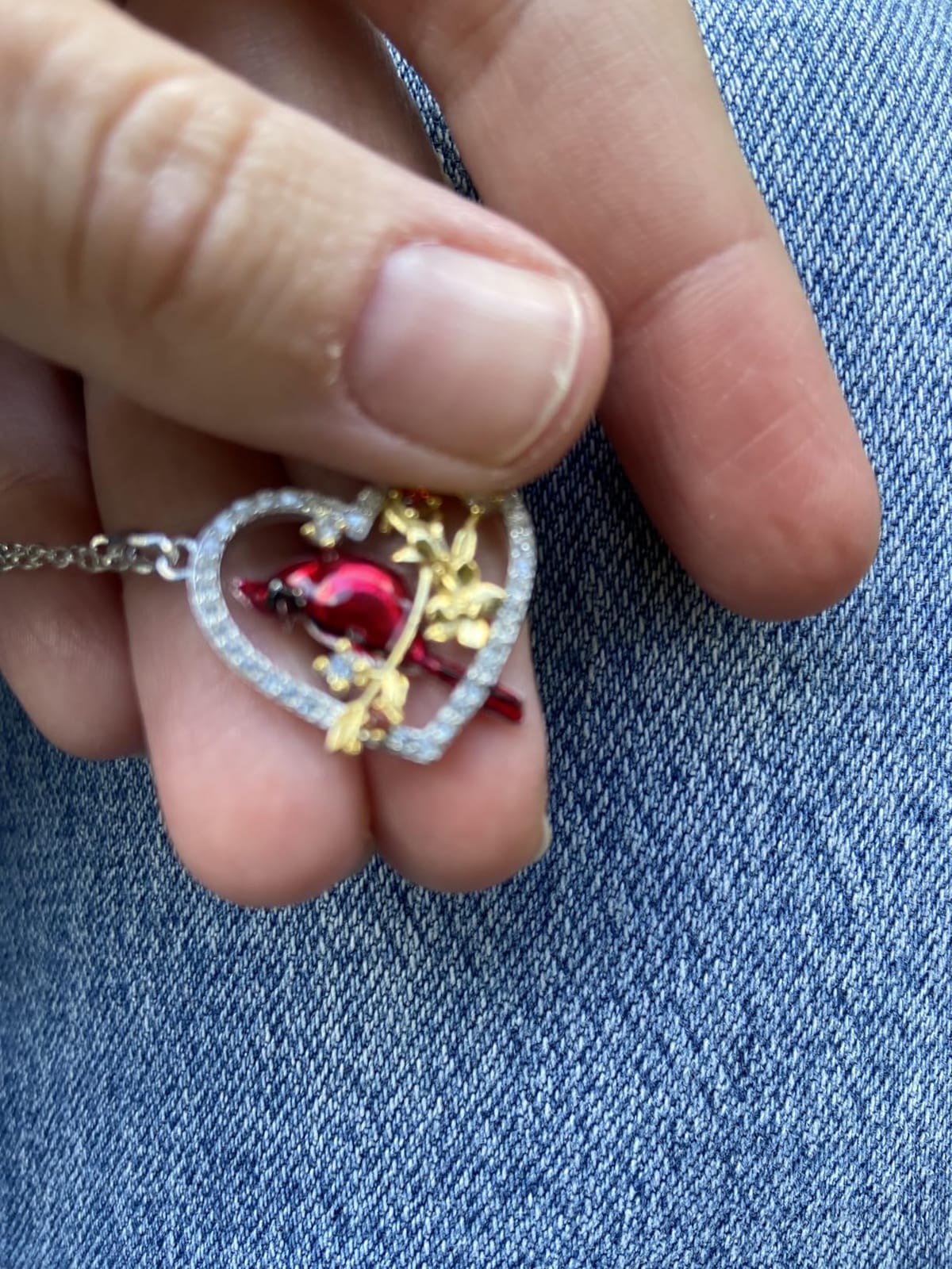 Cardinal Necklace for Women Sterling Silver Cardinal Heart Necklace pendant memorial Cardinals Appear When Angels Are Near Cute Bird Jewelry Gifts customer photo 2