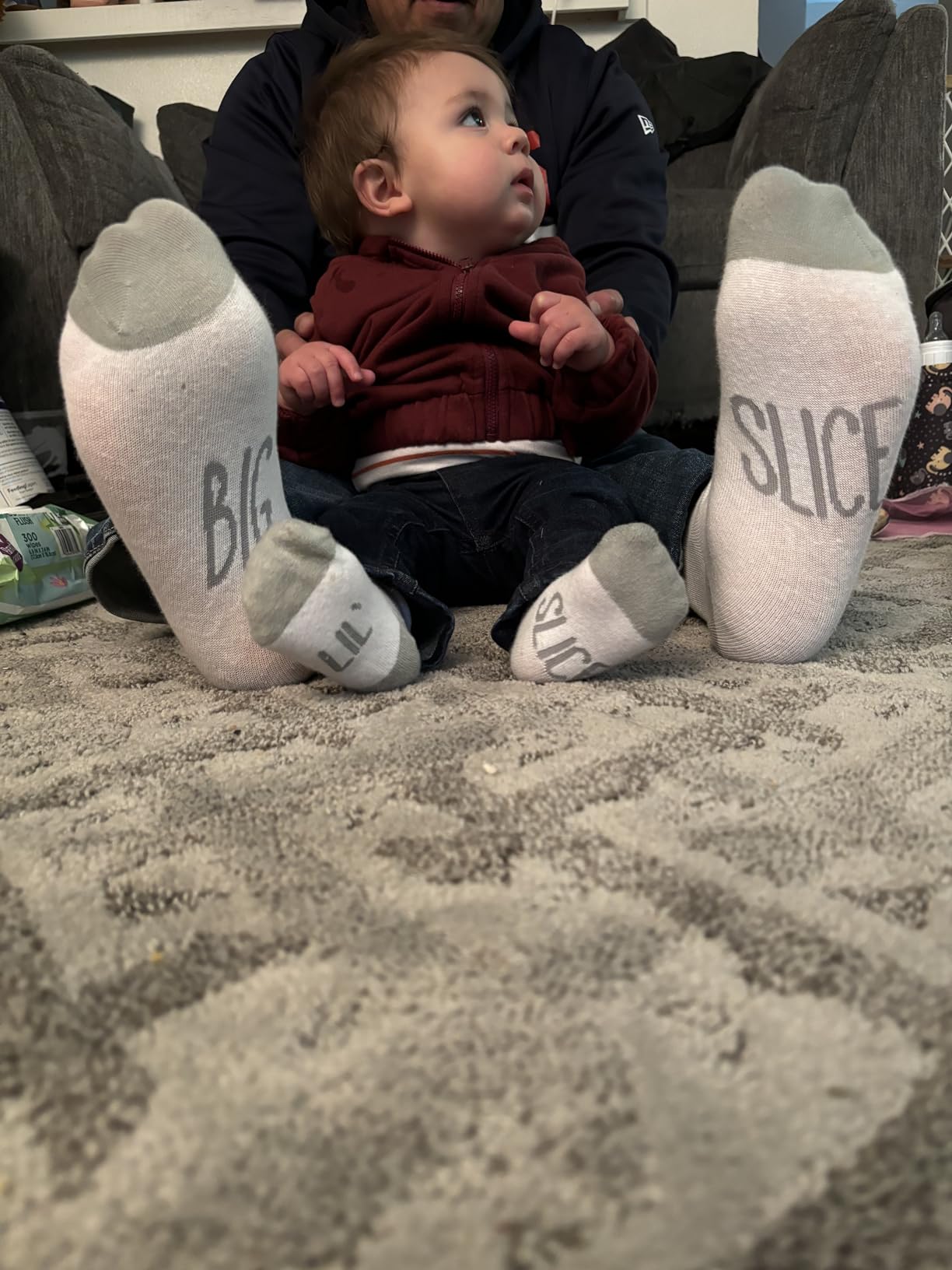 Pearhead Dad And Baby Matching Pizza Sock Set | Parent And Baby Socks, Big And Little Slice Design, New Dad Gift, Baby Keepsake, Coordinating Family Apparel customer photo 2
