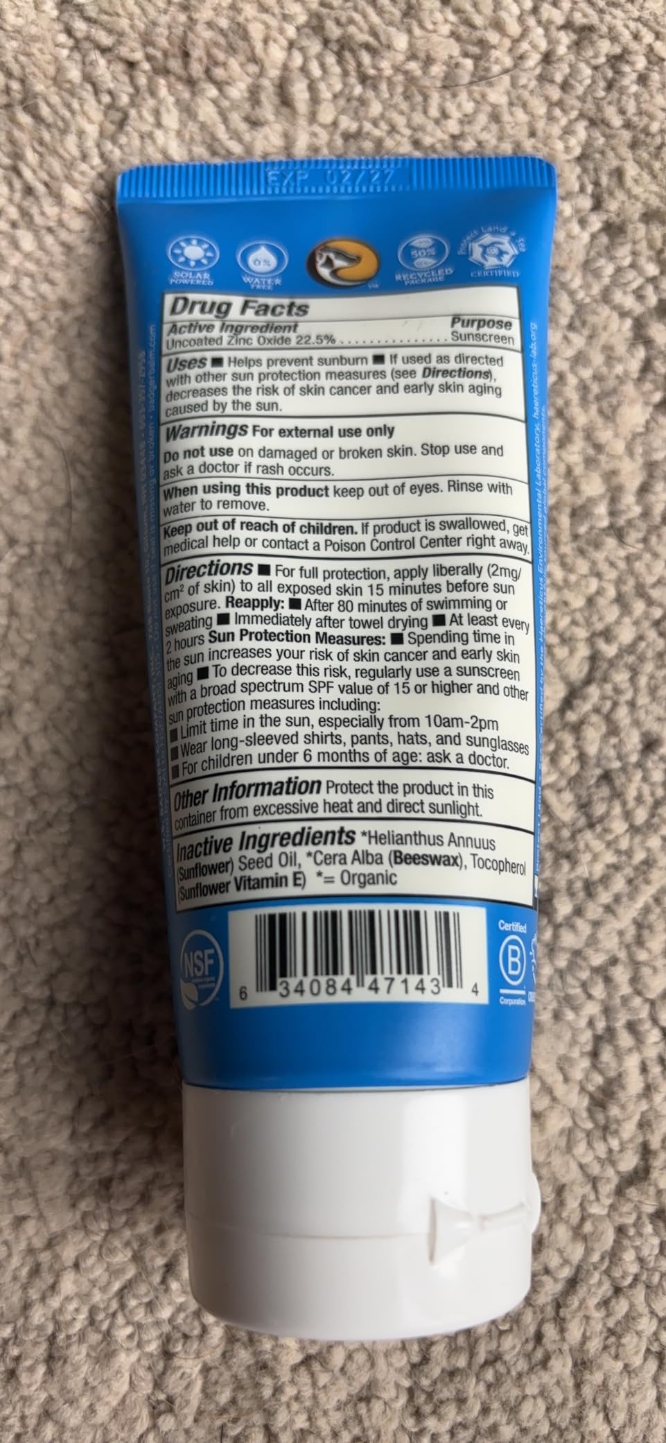 Badger Sport Mineral Sunscreen, Reef Safe, SPF 40, 98% Organic with Zinc Oxide, Water Resistant, Hawaii Reef Act 104 Compliant customer photo 2