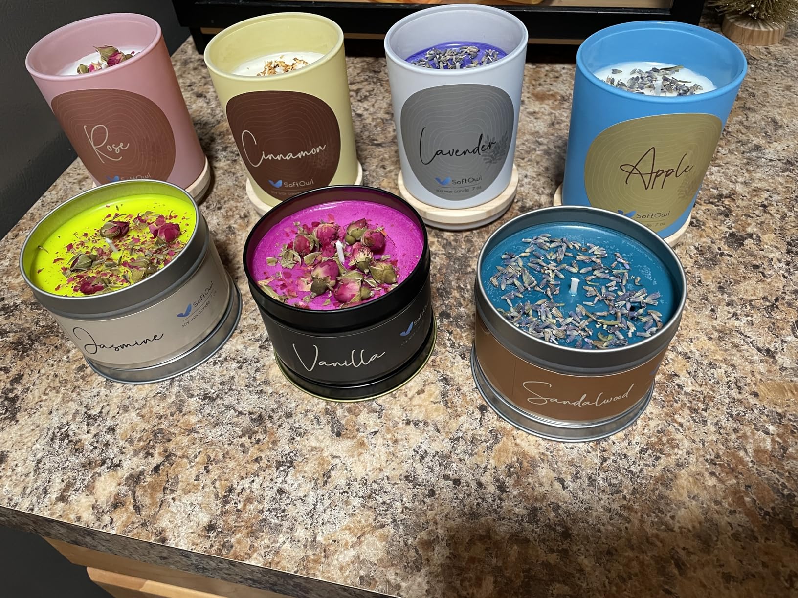 SoftOwl Premium Soy Candle Making Kit - Full Set - Soy Wax, Big 7oz Jars & Tins, 7 Pleasant Scents, Color Dyes & More - Perfect as Home Decorations - DIY Starter Scented Candles Making Kit customer photo 2