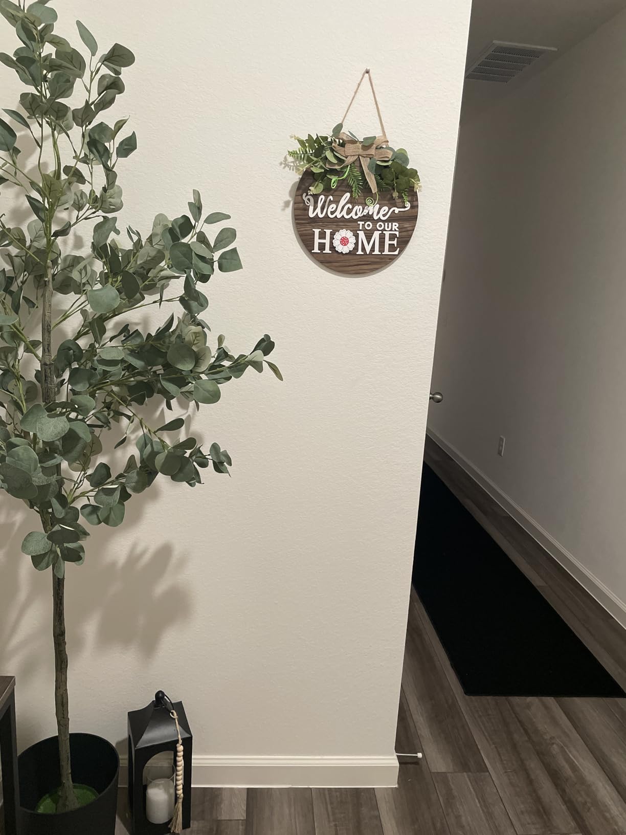 Interchange Welcome Sign Front Door Wreaths for Spring Fall Summer Winter | Rustic Wood Wreaths for Wall Home House Warming gifts Outdoor Farmhouse Porch All Seasons Holiday Halloween Christmas customer photo 1