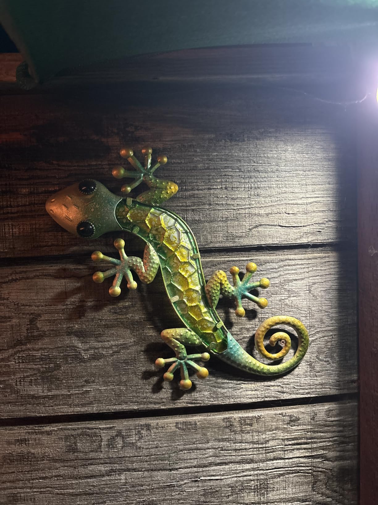 Metal Gecko Wall Art 2 Pack 15 Inch Lizard Outdoor Decor Hanging Glass Sculpture Decoration for Garden Fence Home customer photo 2