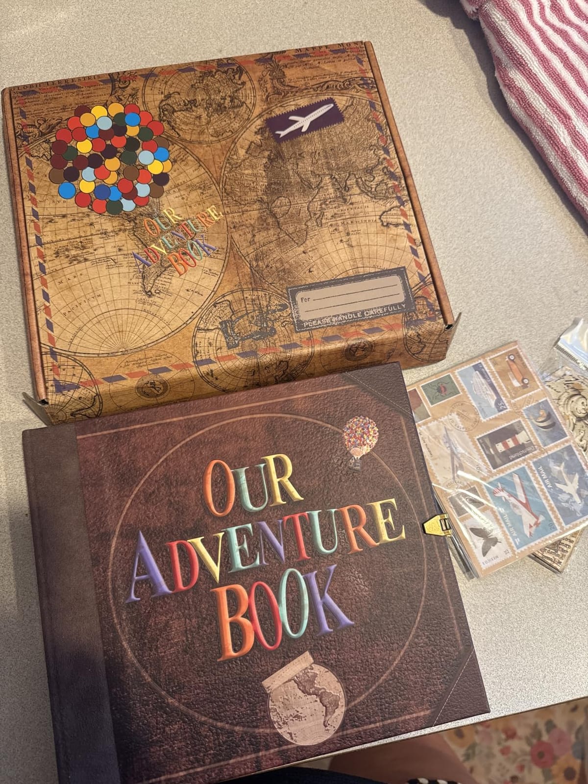 JIMBON Our Adventure Book Scrapbook Photo Album Retro Style Embossed Letter Cover Travel Diary Journal Scrap Book Kit For Couples, Memory Book For Anniversary Wedding customer photo 1