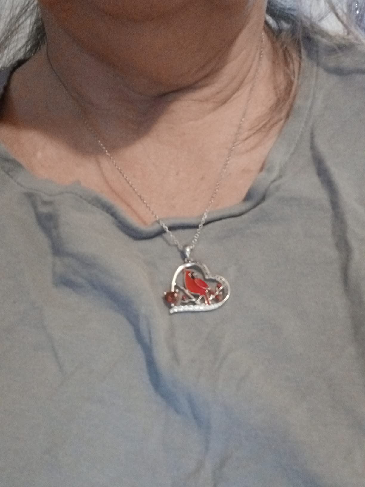 Red Cardinal Necklace 925 Sterling Silver I am Always With You Memorial Pendant Jewelry Gifts for Women customer photo 1