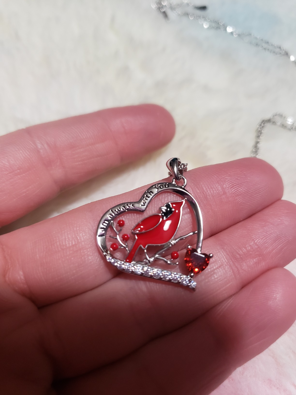 Red Cardinal Necklace 925 Sterling Silver I am Always With You Memorial Pendant Jewelry Gifts for Women customer photo 2