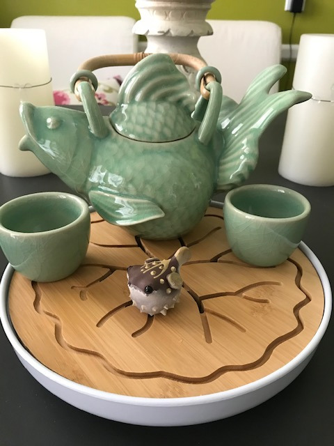 Yixing Purple Clay Tea Pet Puffer Fish Car Ornament Pure Handmade Statue for Tea Lover Home Office Fishbowl Decor customer photo 1