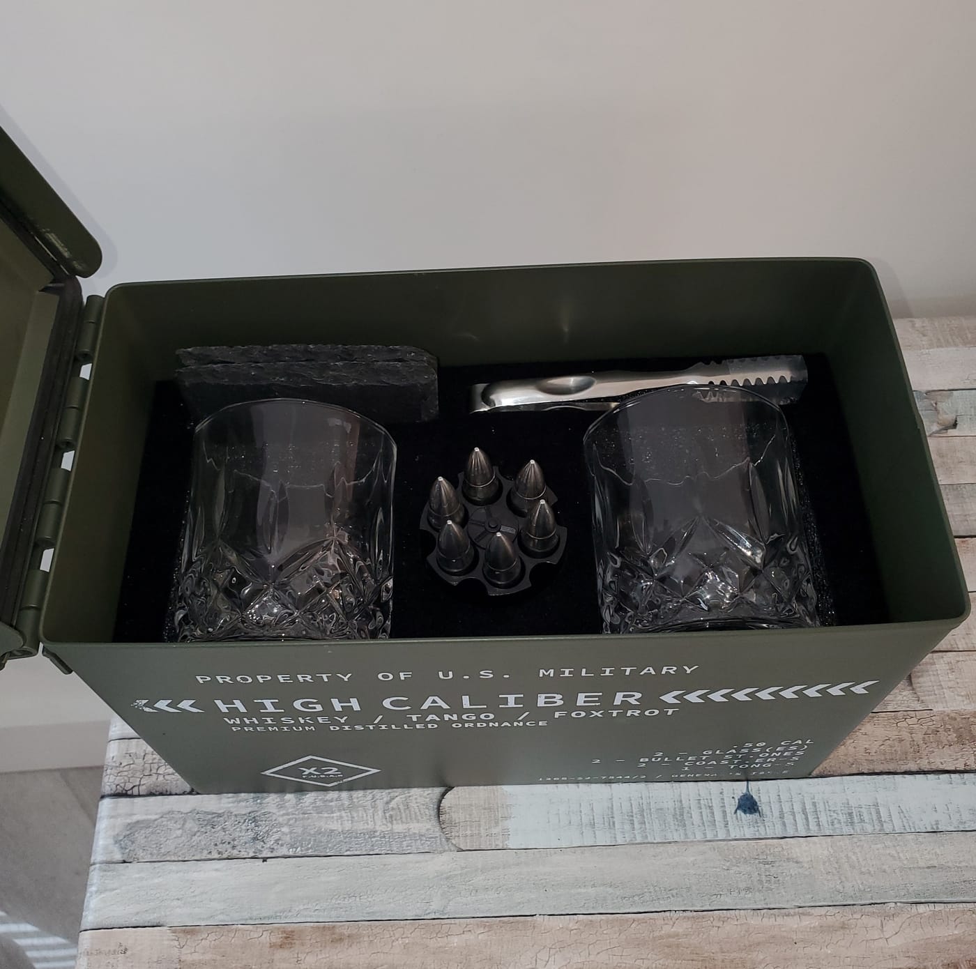 Titan LSO Whiskey Glasses and Stones in Unique Tactical Box Display | Bourbon Cocktail Cups, Coasters and Tongs | Gifts for Men | Glass Set customer photo 1