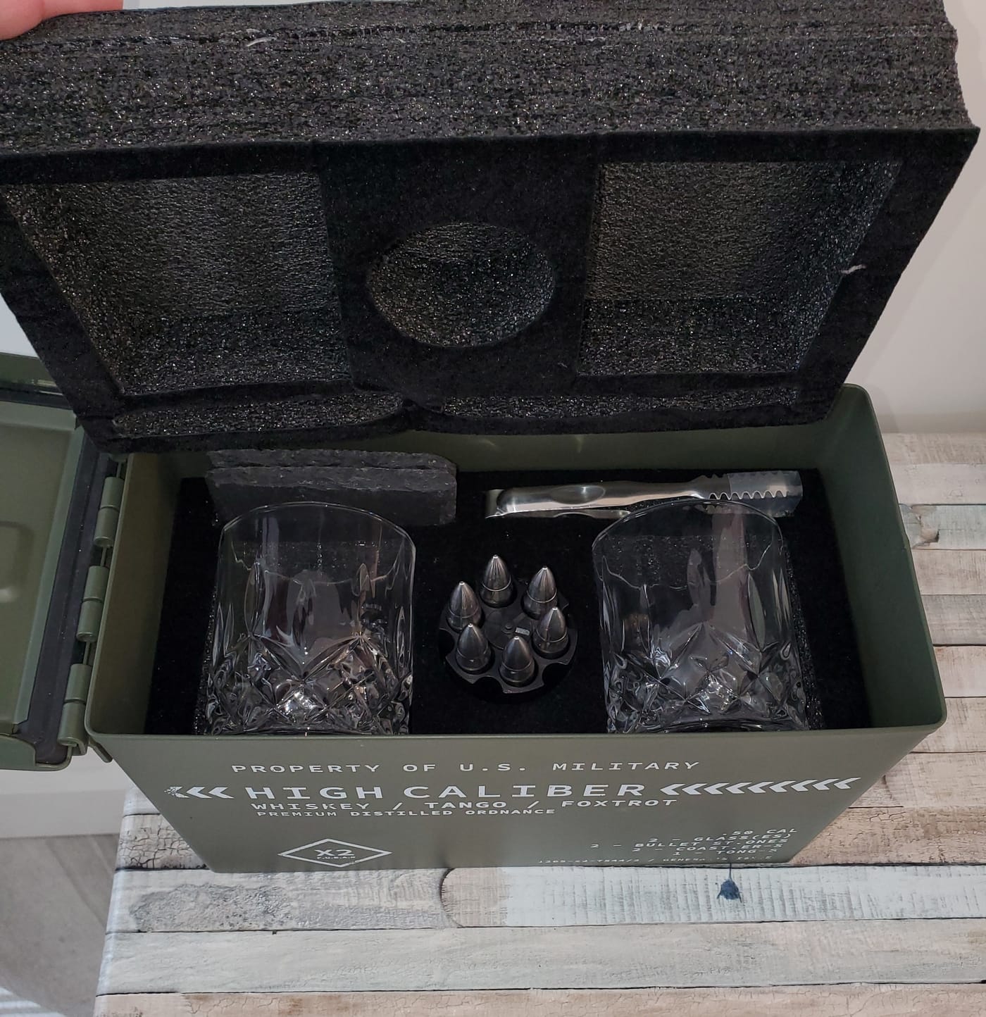 Titan LSO Whiskey Glasses and Stones in Unique Tactical Box Display | Bourbon Cocktail Cups, Coasters and Tongs | Gifts for Men | Glass Set customer photo 2