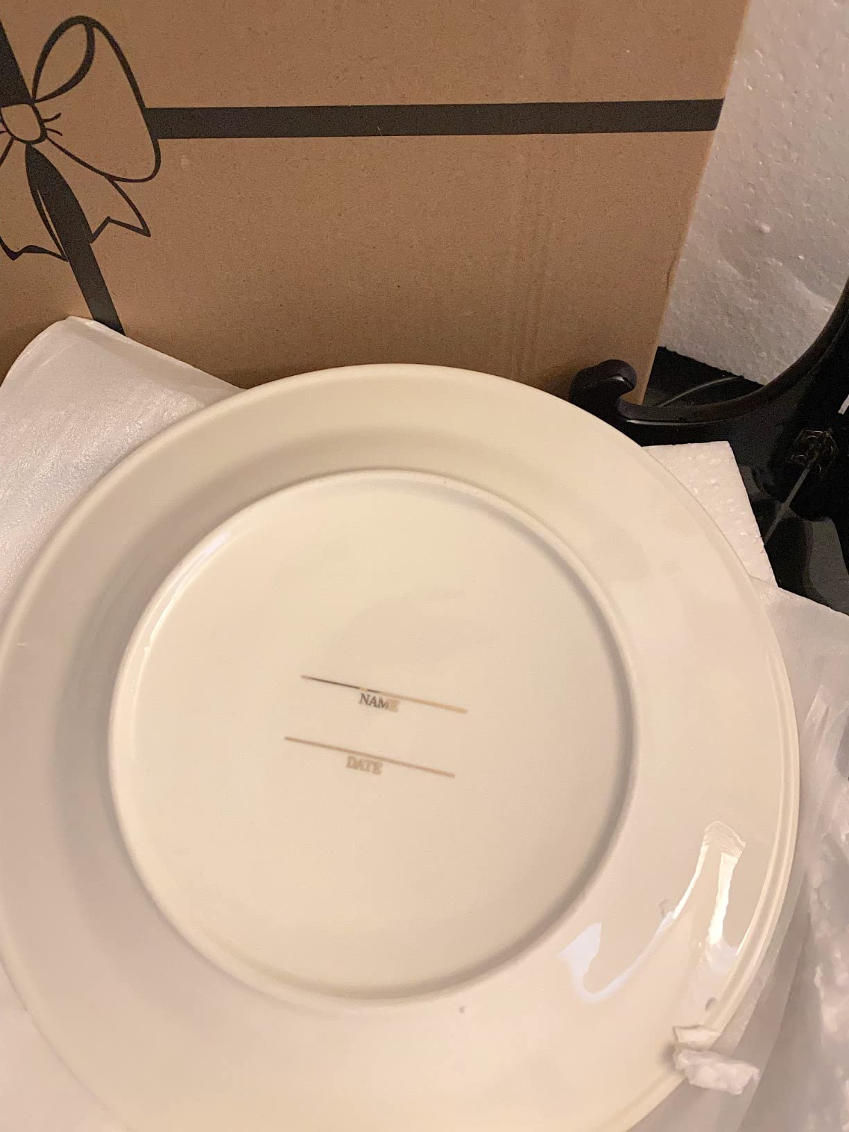 Urllinz 50th Anniversary Wedding Gifts for Couples Parents Grandparents- Golden Wedding Anniversary Keepsake Gift, 50 Year Marriage Plate with Stand, Ceramic with 24k Gold Foil, 9 inch customer photo 2