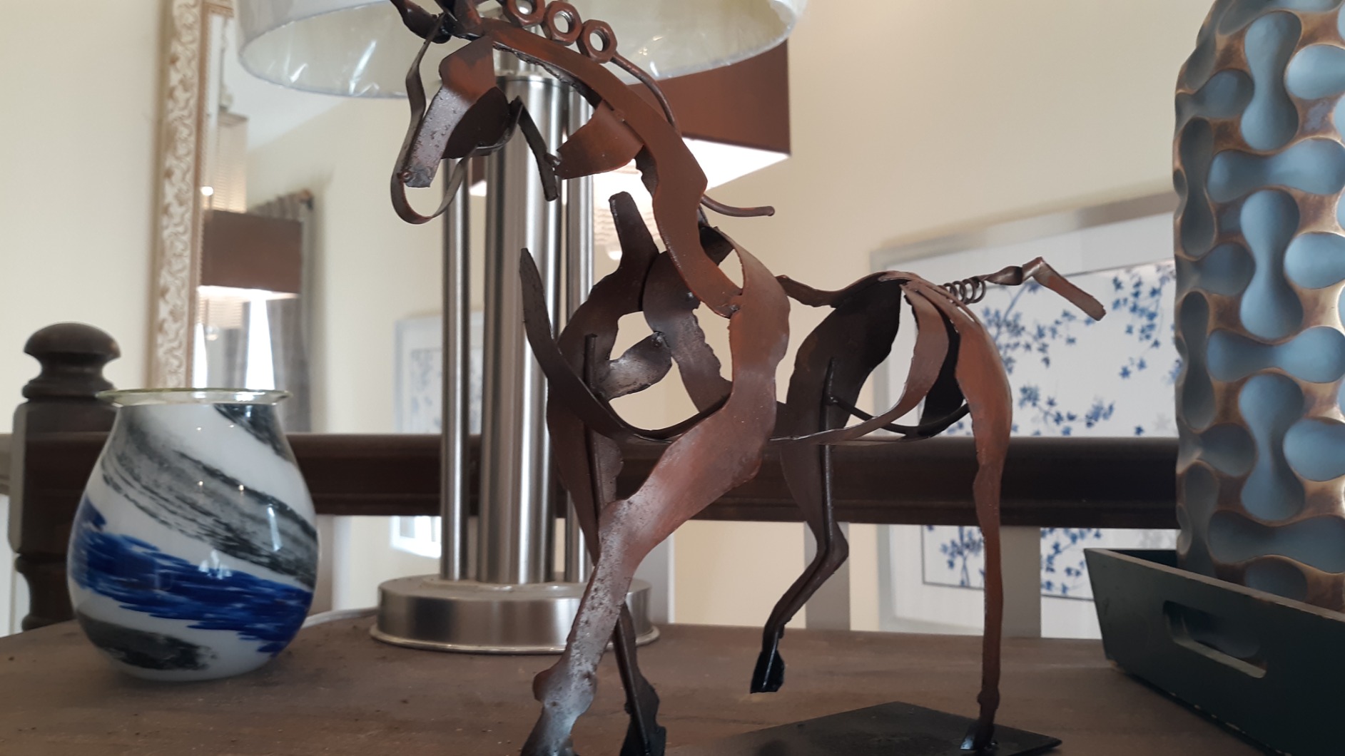 Handmade Metal Horse Statue, Hand-Painted Horse Decor (Brown) | Unique Horse Sculpture, Horse Art, Equestrian Decor, Vintage Decor for Home & Office, Horse Lover Gifts for Women customer photo 1