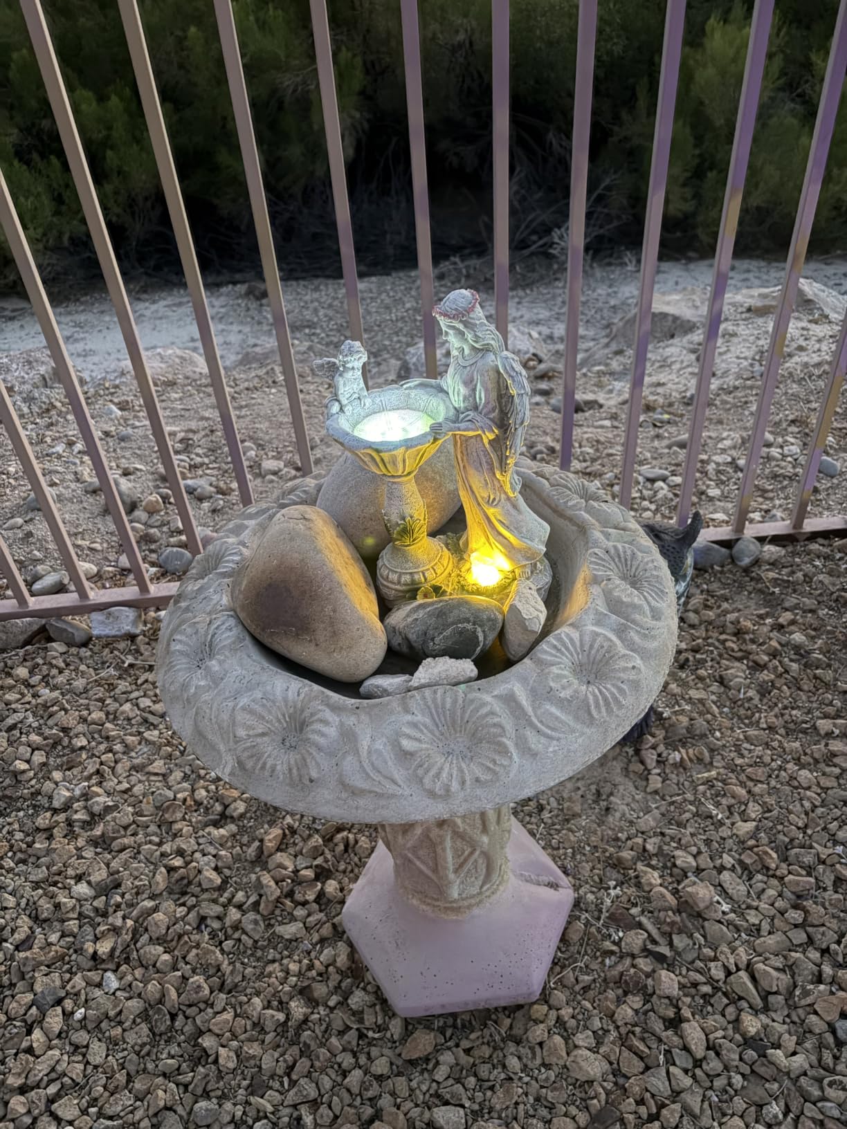 Solar Garden Statue Outdoor Decor, Angel Garden Figurine with Color Changing Light Waterproof Outdoor Statue Resin Sculpture Lawn Ornament for Patio Lawn Yard Christmas Birthday Housewarming Gift customer photo 1