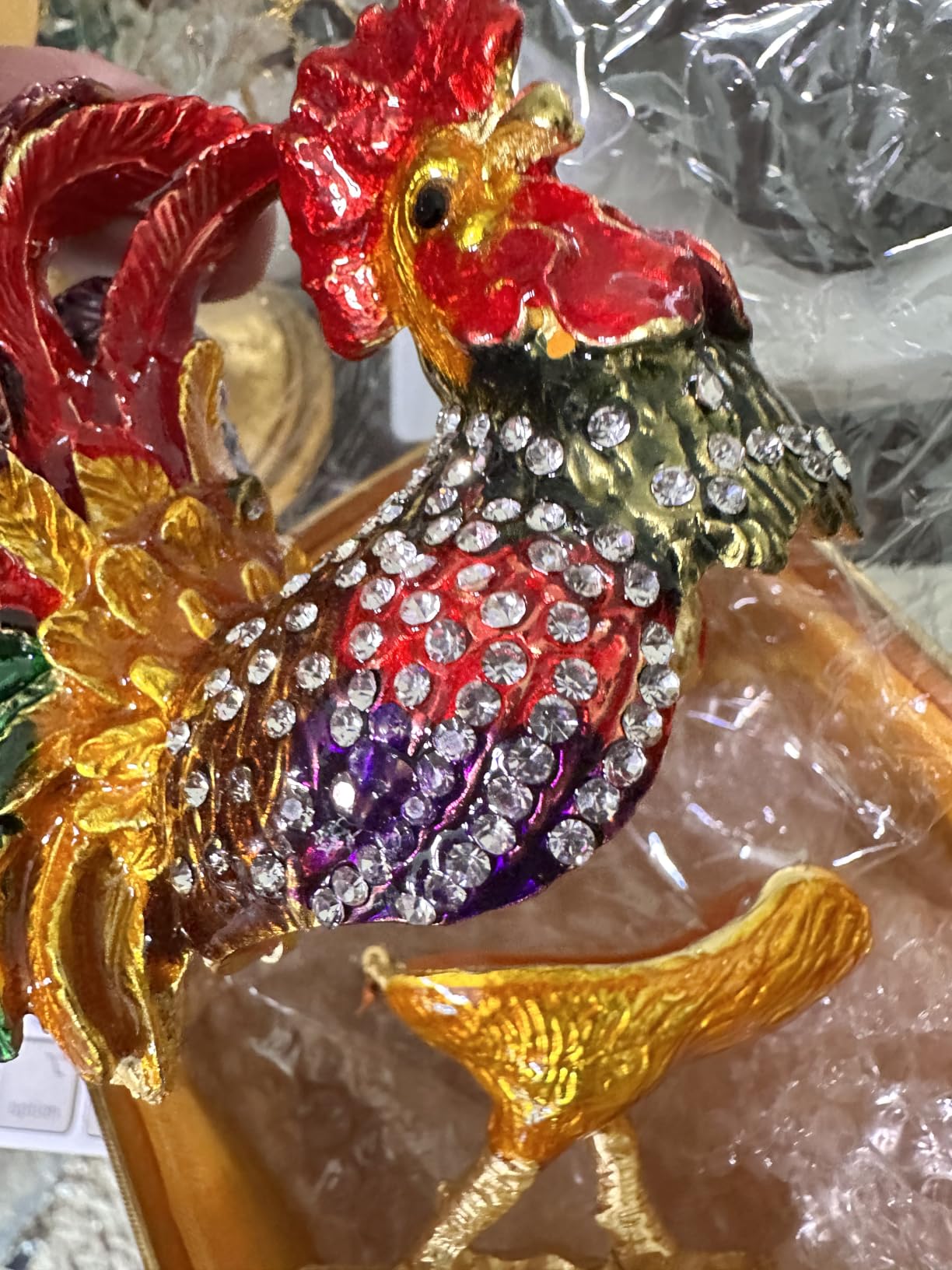 Hand Painted Enameled Rooster Jewelry Trinket Boxes Hinged Animal Rooster Figurines Collectibles Gift for Home Decor Gift customer photo 1