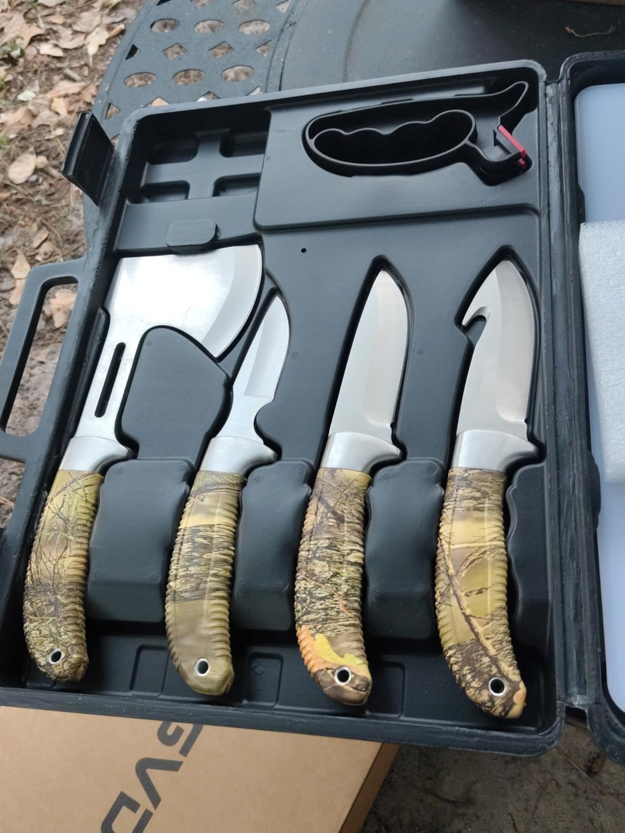 GVDV 14 Piece Hunting Knife Set, Field Dressing Game Processing Kit for Men | Complete butcher gear kit, hunting accessory as Christmas gift for hunters, Includes axe, gut-hook skinner, ribcage spreader customer photo 1