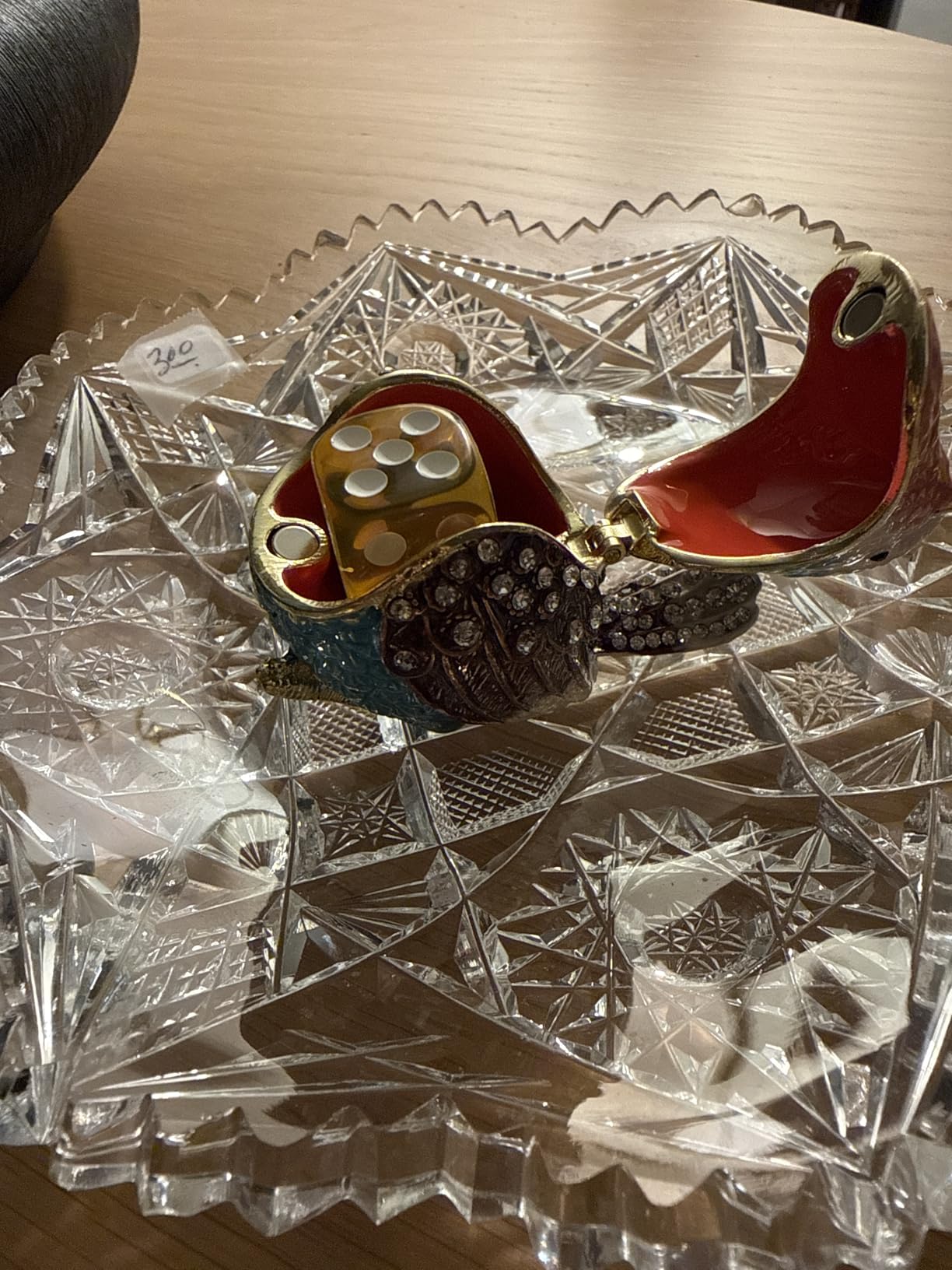 Hand Painted Enamel Sparrow Trinket Box, Hinged Unique Mini Ring Necklace Jewelry Organizer, Classical Bejeweled Storage, Figurine Collectible Keepsake Home Decor (Robin Bird-Blue) customer photo 2