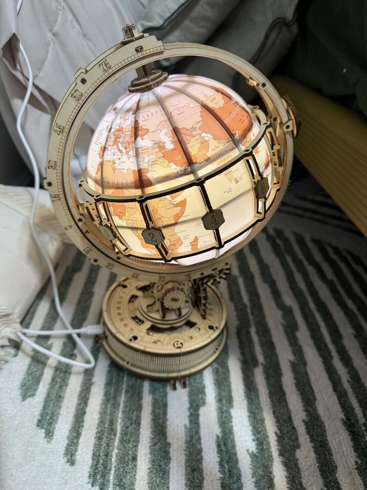 ROKR 3D Wooden Puzzles for Adults Illuminated Globe with Stand 180pcs 3D Puzzles Built-in LED Model Kit Hobby Gifts for Adults Home Decor customer photo 2