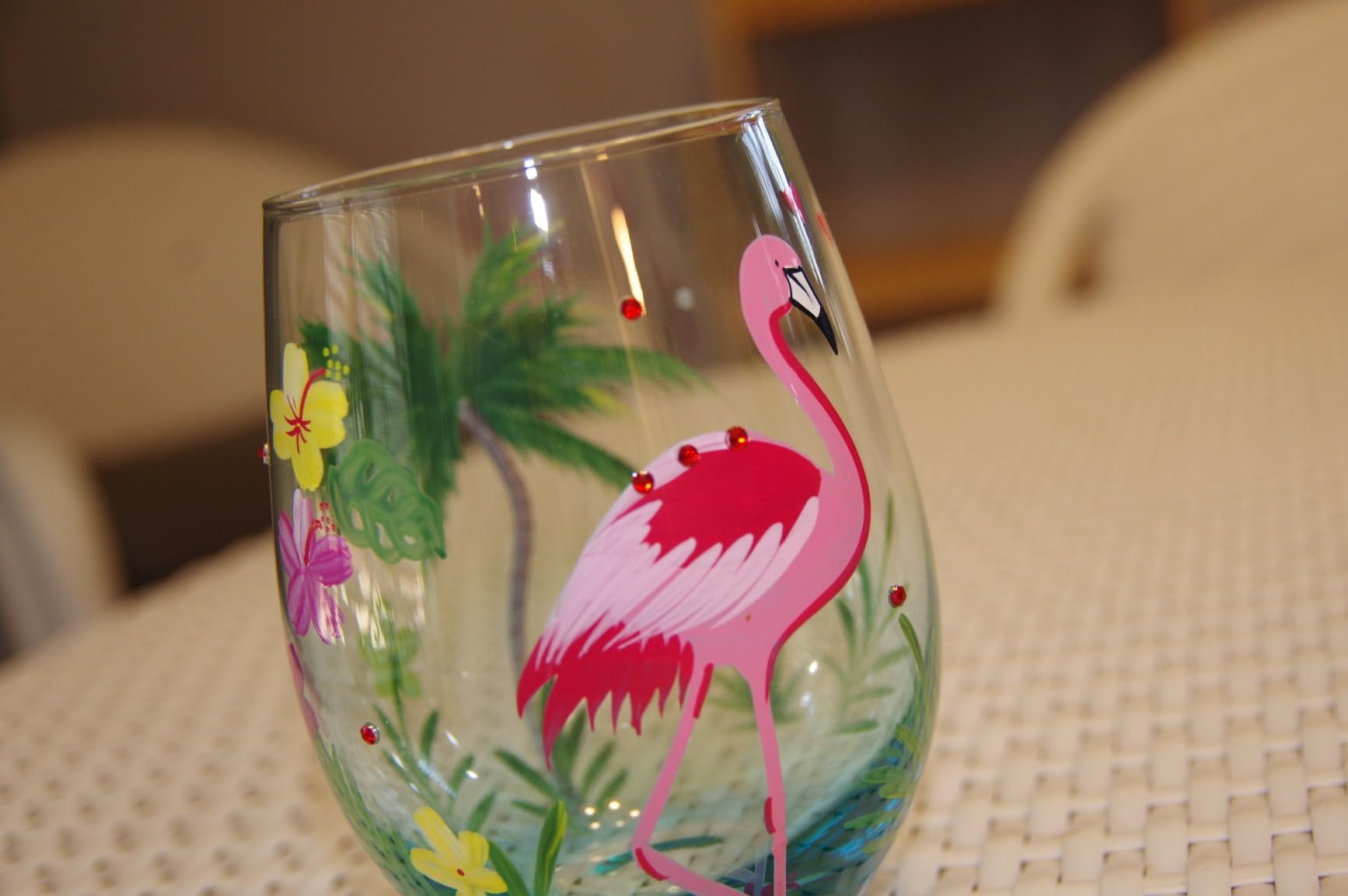 NymphFable Peacock Set of 2 Hand-Painted Stemless Wine Glasses, 18 oz | Gift-Boxed for Her, Hand-Blown Stemless Glasses, Artisan-Painted Vivid Jewel-Tone Feather Art, Everyday Use, Hand Wash Only customer photo 1