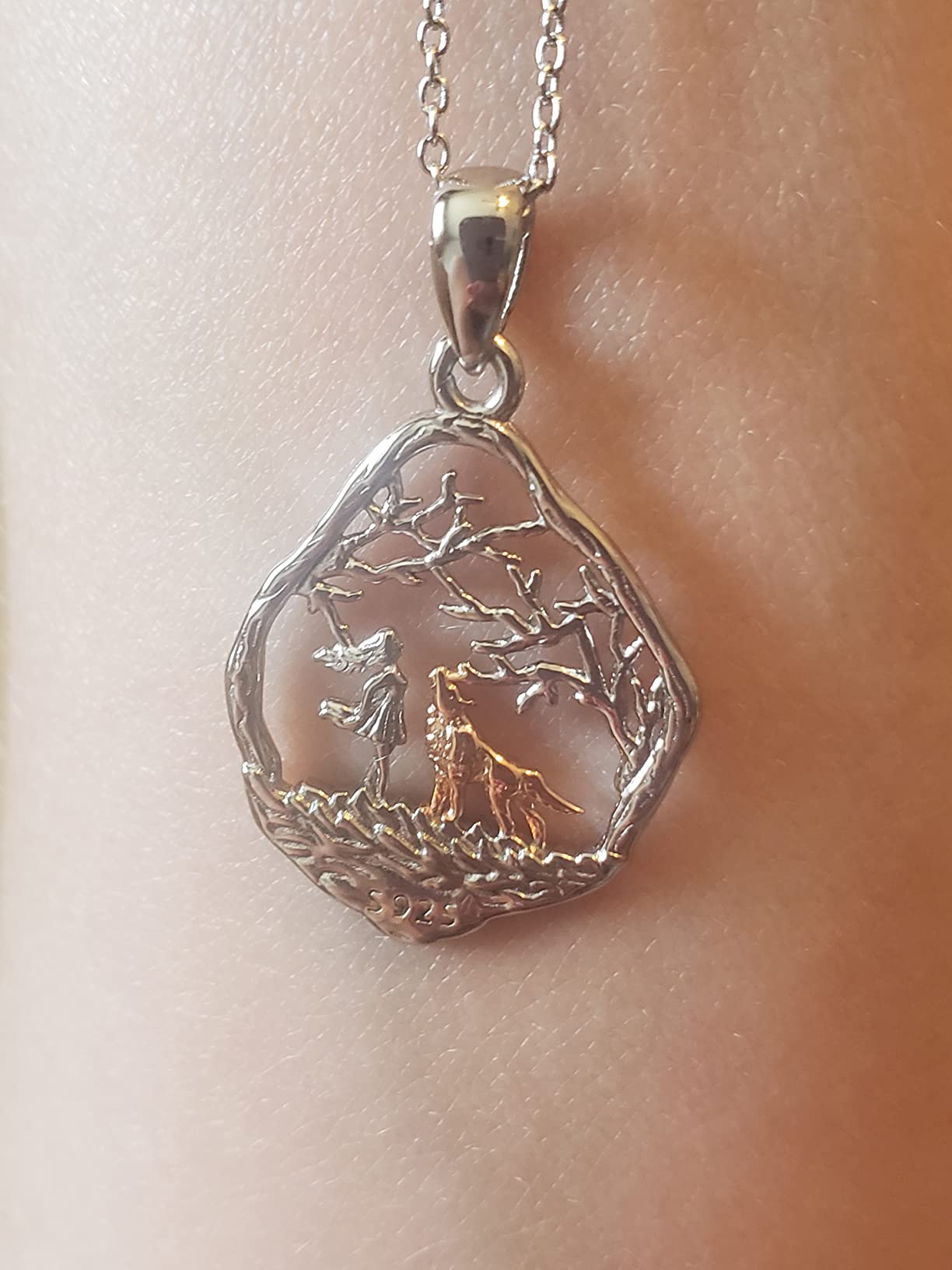 Wolf Horse Necklace Sterling Silver Animal Wolves/Horse Jewelry Gifts for Women Mom Birthday customer photo 2