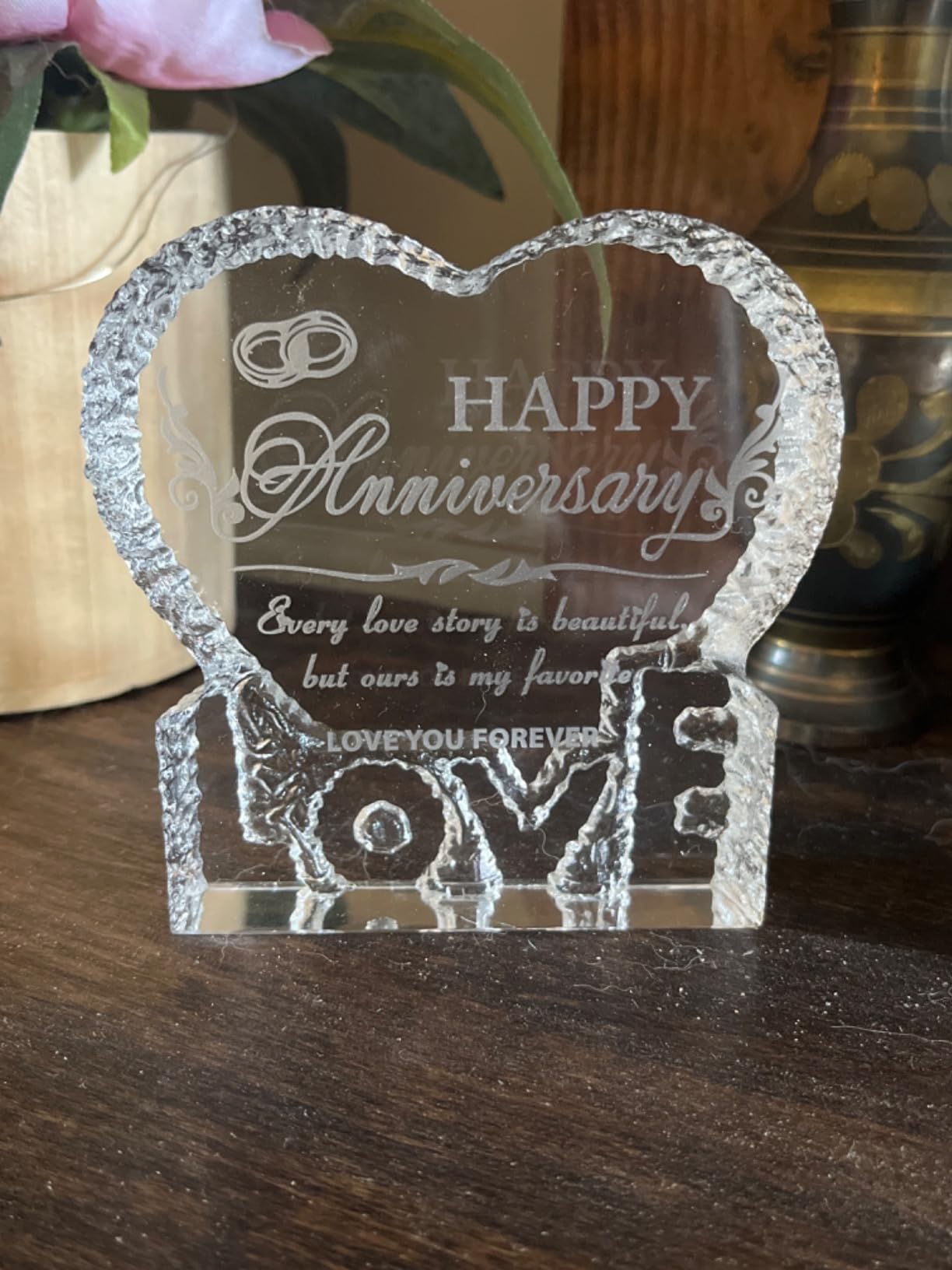 KWOOD Customized Engraved Heart-Shaped Crystal - 15 Year 15th Anniversary Wedding Gift customer photo 2