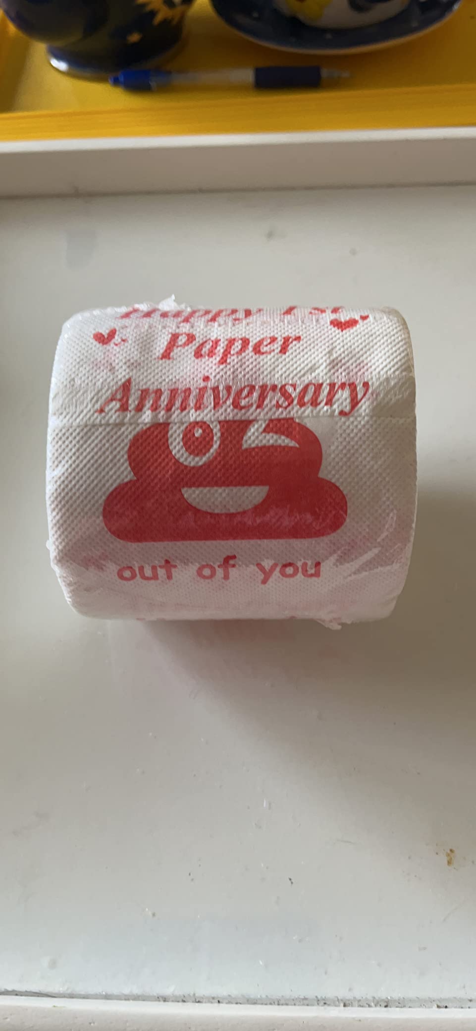 Tevxj Happy Anniversary Toilet Paper Roll Funny 1st Anniversary Decorations | Happy Anniversary Toilet Paper Roll for Men and Women, Valentines, Wedding or Dating One Year Present Party Supplies customer photo 1