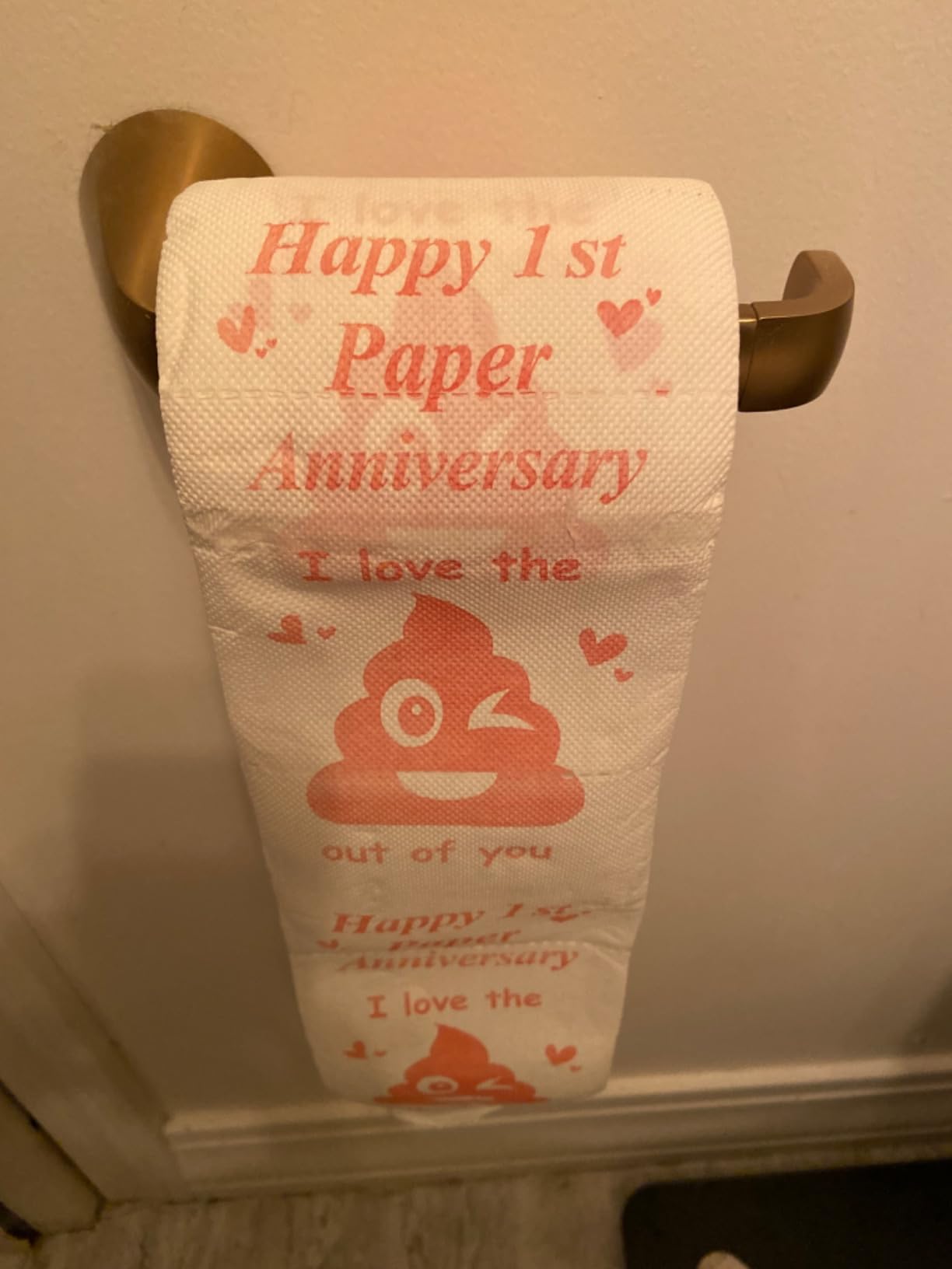 Tevxj Happy Anniversary Toilet Paper Roll Funny 1st Anniversary Decorations | Happy Anniversary Toilet Paper Roll for Men and Women, Valentines, Wedding or Dating One Year Present Party Supplies customer photo 2