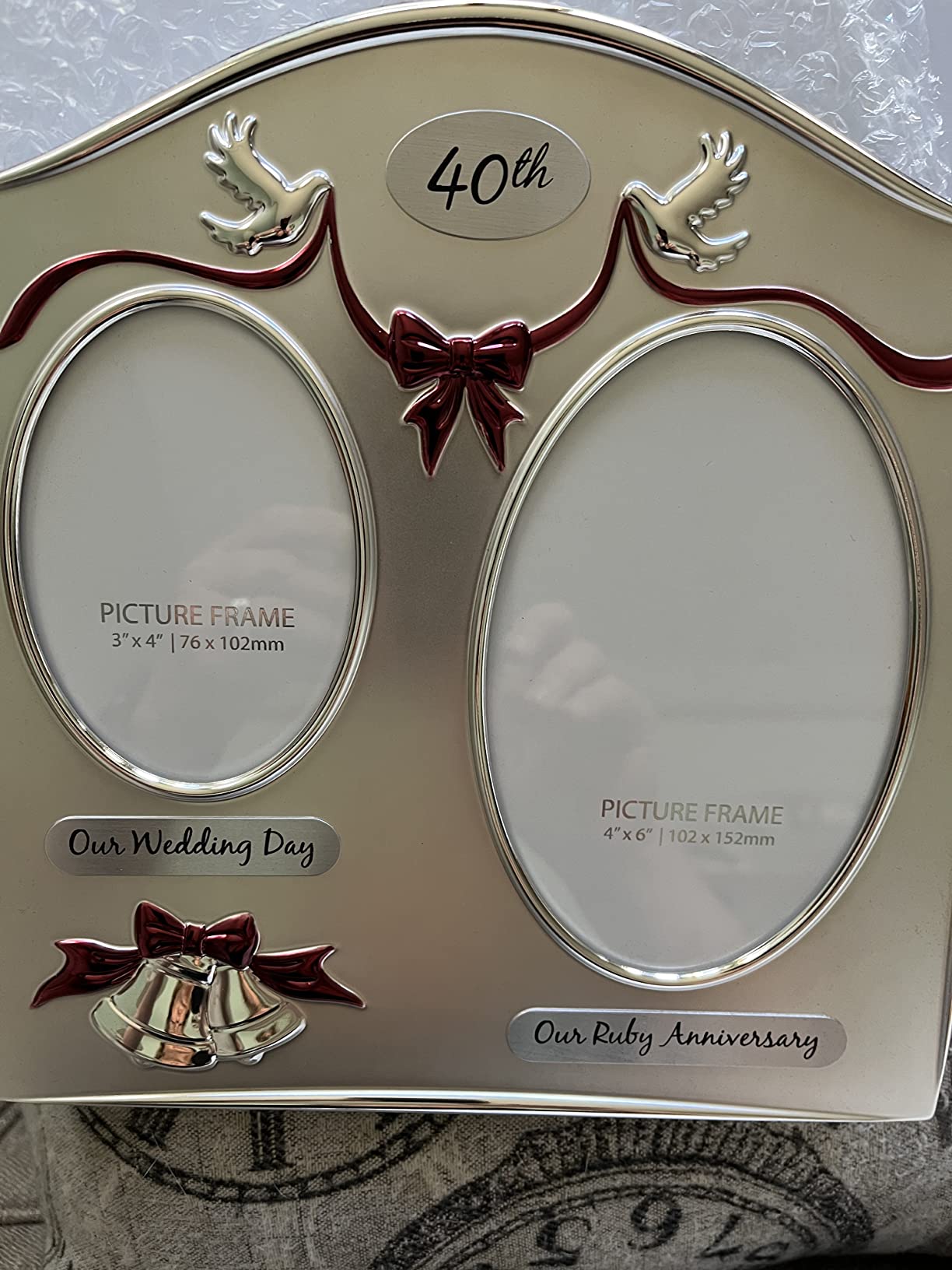 Haysom Interiors Classic Two Tone Silver Plated 45th Sapphire Anniversary Double Picture Frame customer photo 2