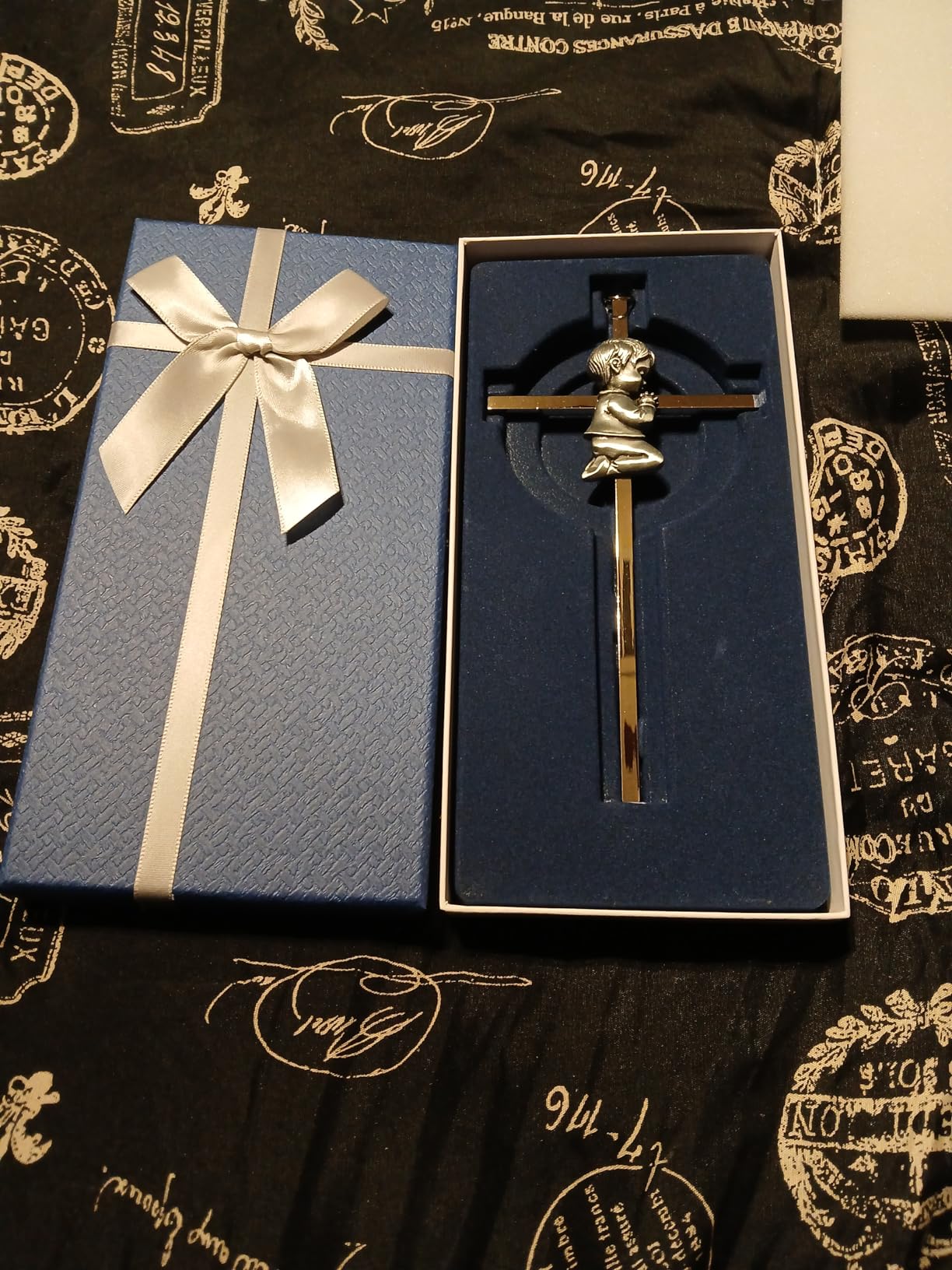 Tryuunion Baby Wall Cross Baptism Gifts for Boys, 7-inch Silver Blessing Boy Baptism Crosses for First Holy Communion Christening and Dedication Baptismal Gifts from Godparents customer photo 2