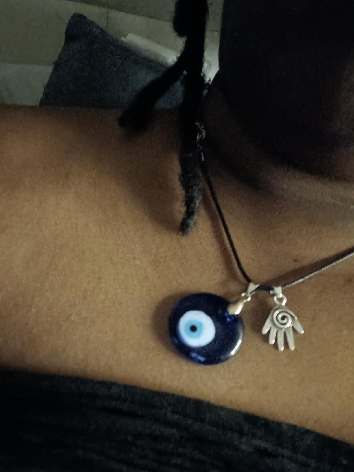 Evil Eye Necklace Turkish Blue Glass Leather Rope Evil Eye Necklace for Women Men Lucky Protection Jewelry customer photo 1