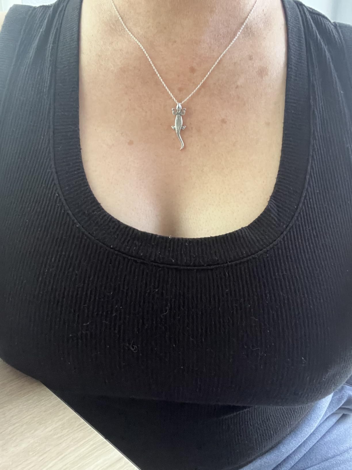 S925 Sterling Silver Alligators Crocodile Animal Pendant Necklace customer photo 2
