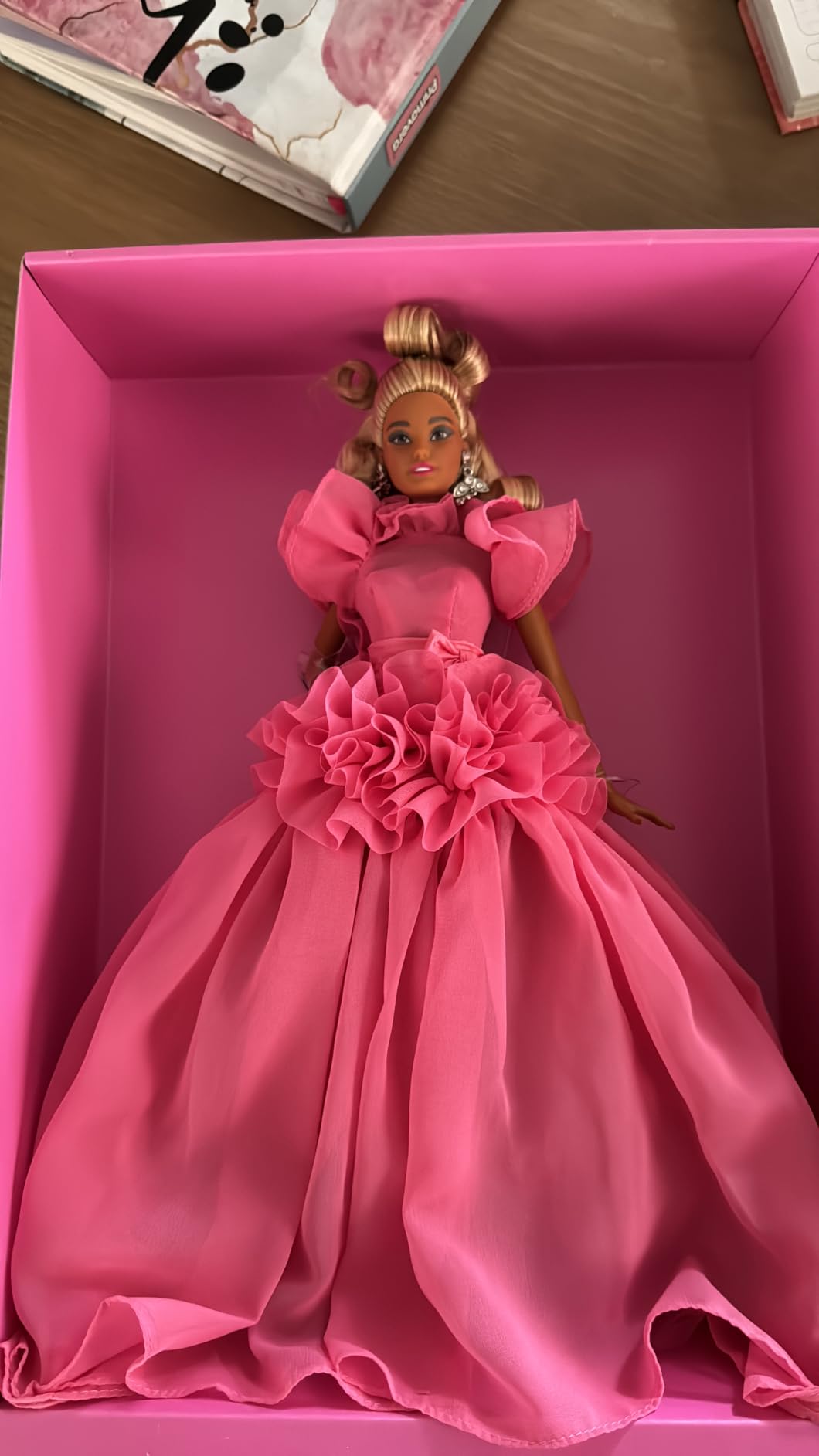 Barbie Signature Pink Collection Doll 3, Barbie Doll (Blonde) with Silkstone Body, Wearing Ruffled Chiffon Gown, Gift for Collectors customer photo 1