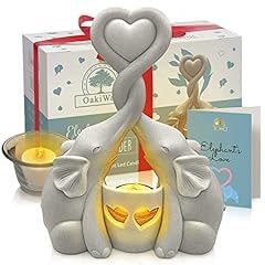 Elephant Gifts for Women - Love Candle Holder Statue with Flickering LED for Couple - Ivory 14th Wedding for Her - Elephant Home Deco'r Valentine's Present customer photo 2