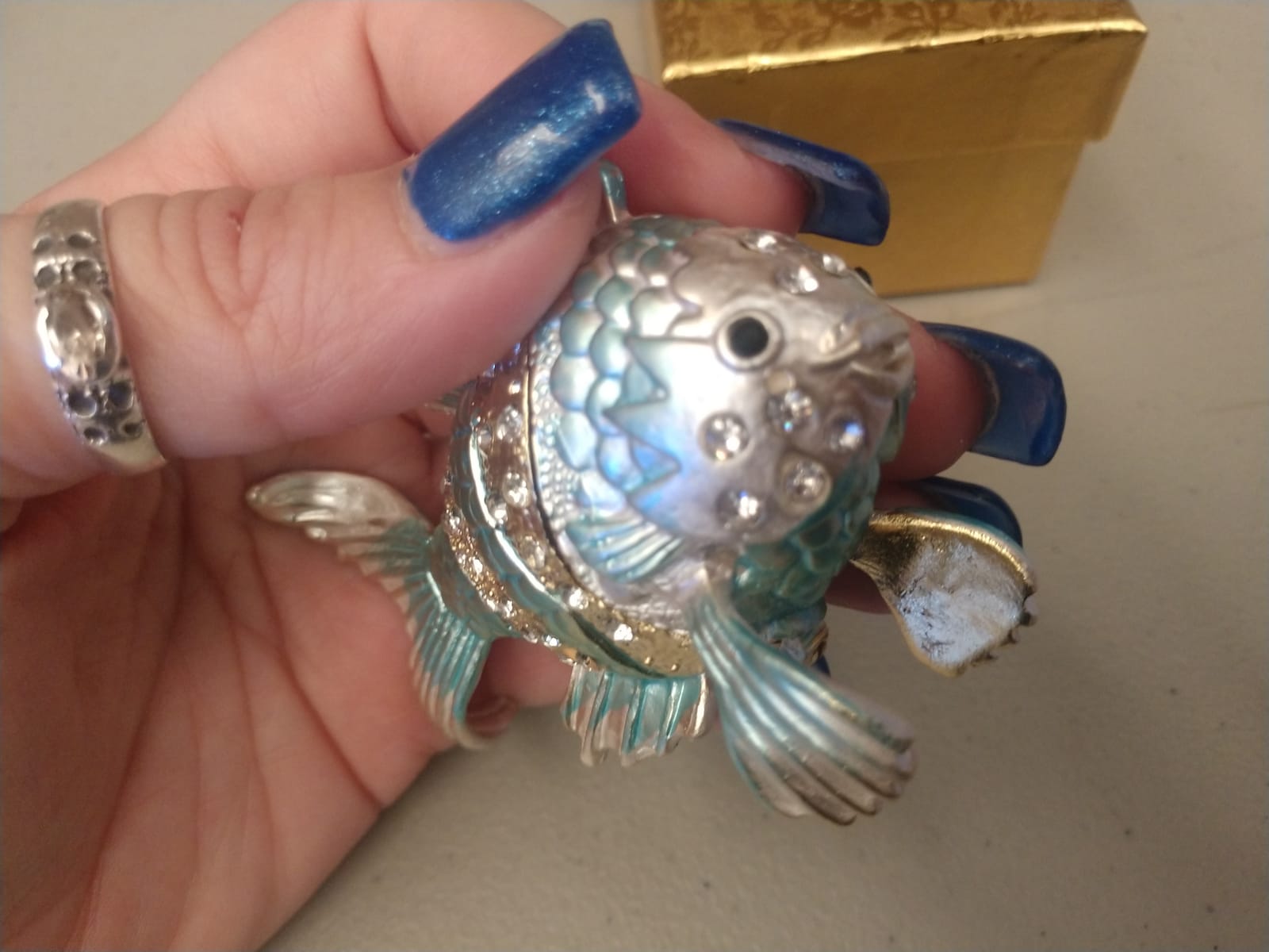YU FENG 3.5 Inch Starfish Trinket Box, Hinged Jewelry Box Figurine customer photo 2