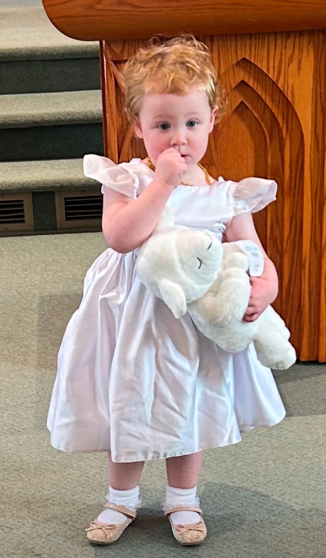 Little Love by NoJo Baptism White Plush Lamb with Praying Hands and Embroidered Cross customer photo 1
