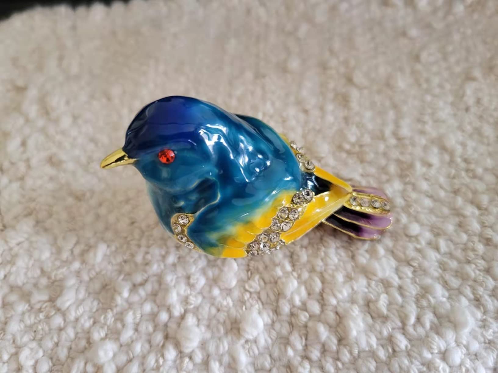 JWT Astyle Robin Hinged Jewelry Trinket Box Bird Lover Gift | Ring Earring Trinkets Storage, Enamel Keepsake customer photo 2