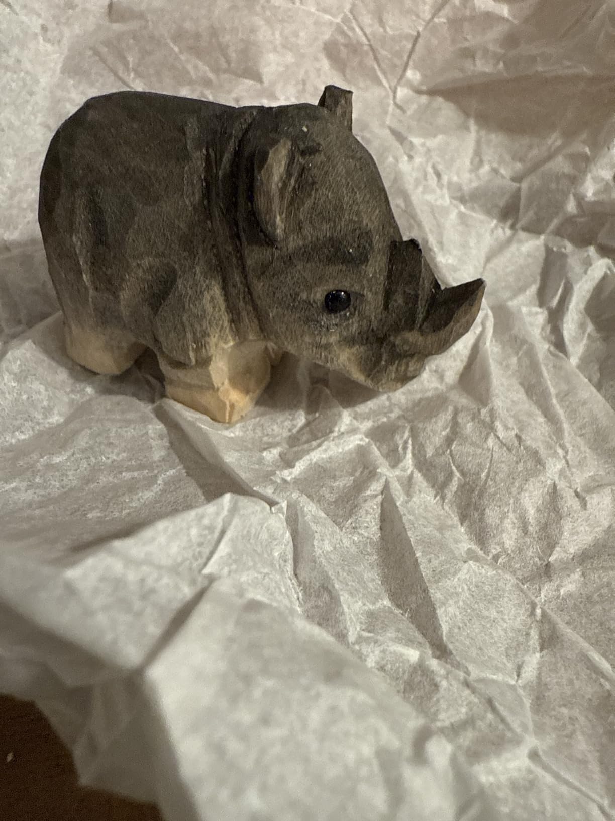 Selsela Hand-Carved Rhino Figurine - Miniature Wooden Rhinoceros Statue, Rustic Home Decor & Collectible Gift customer photo 1